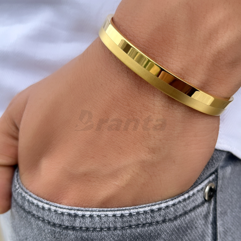 Branta Classy Matte-Shiny Design Gold Bracelet For Men - view 2