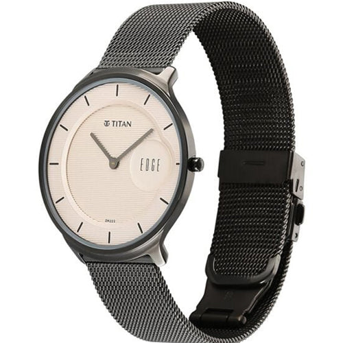 Titan Edge Murals Quartz Analog Pink Dial Grey Stainless Steel Strap Watch For Men 38mm 1843QM07 - view 3