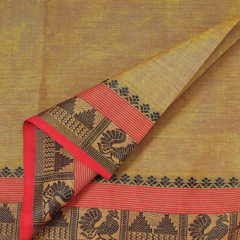 SOUTH KARGHA Brown - Kanchipuram Cotton Fabric with Thread Border - view 2