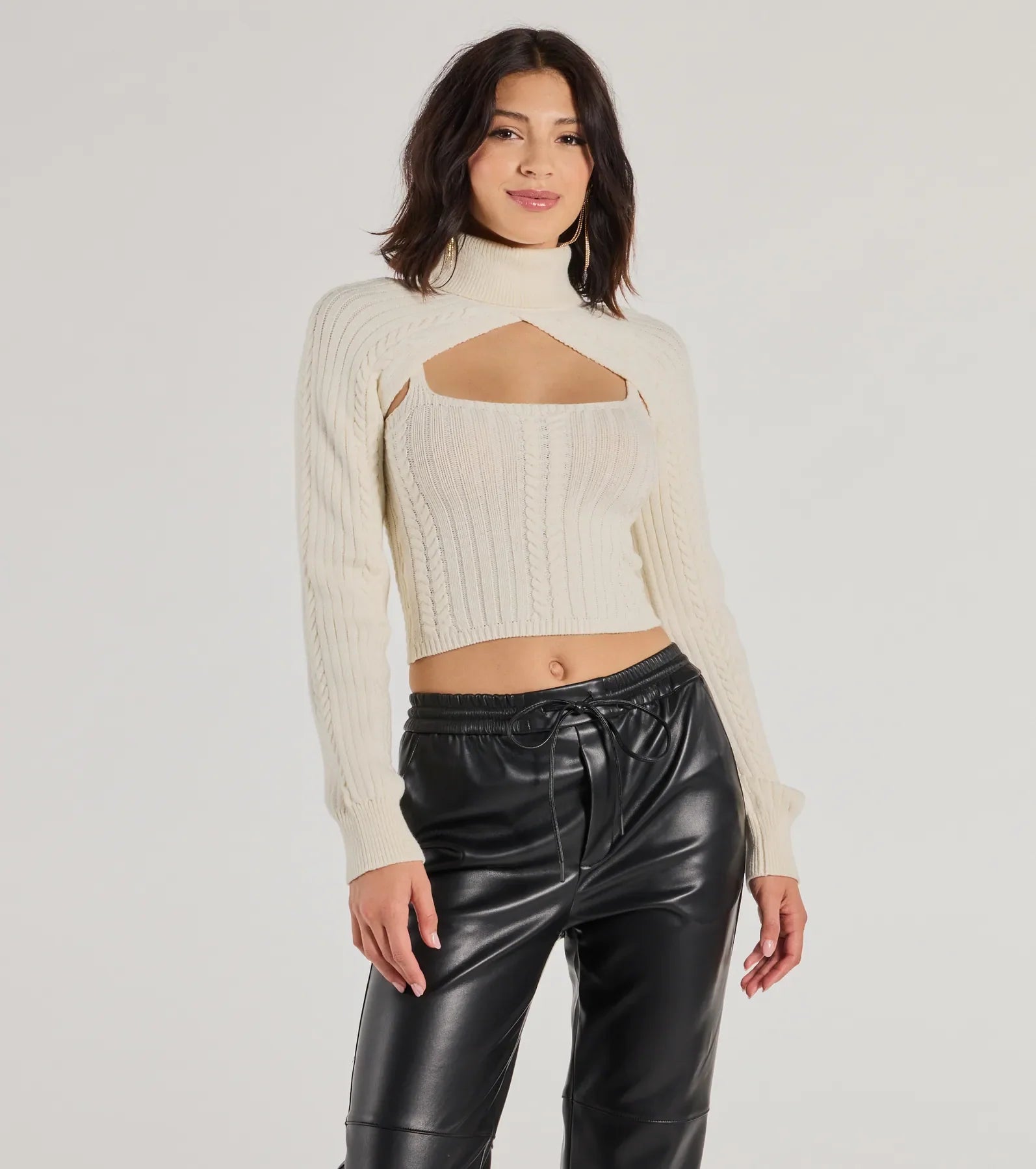 Windsor Cozy Casual Cable Knit Turtleneck Sweater Topper
