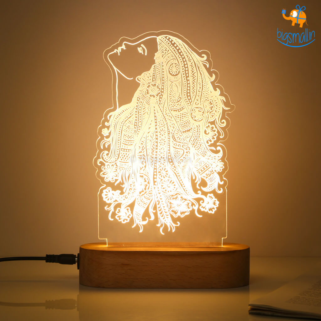 India Vibes Girl Portrait Hologram Lamp