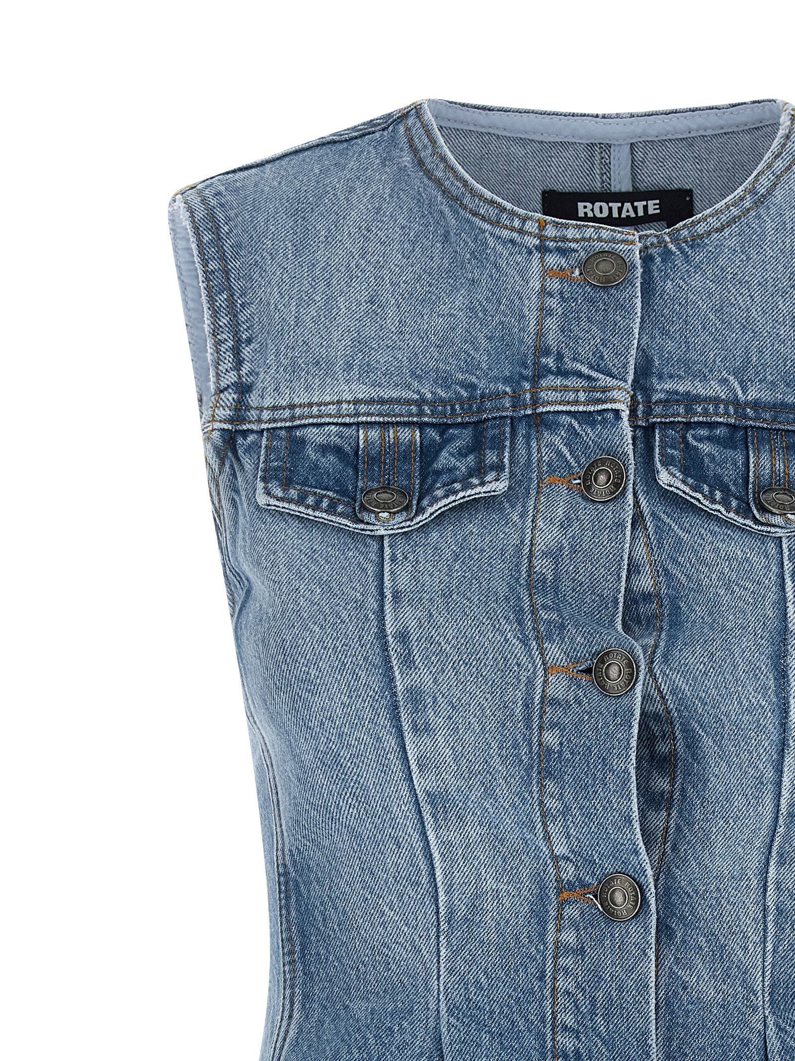 Rotate Birger Christensen Flared Denim Top – 100% cotton - view 3