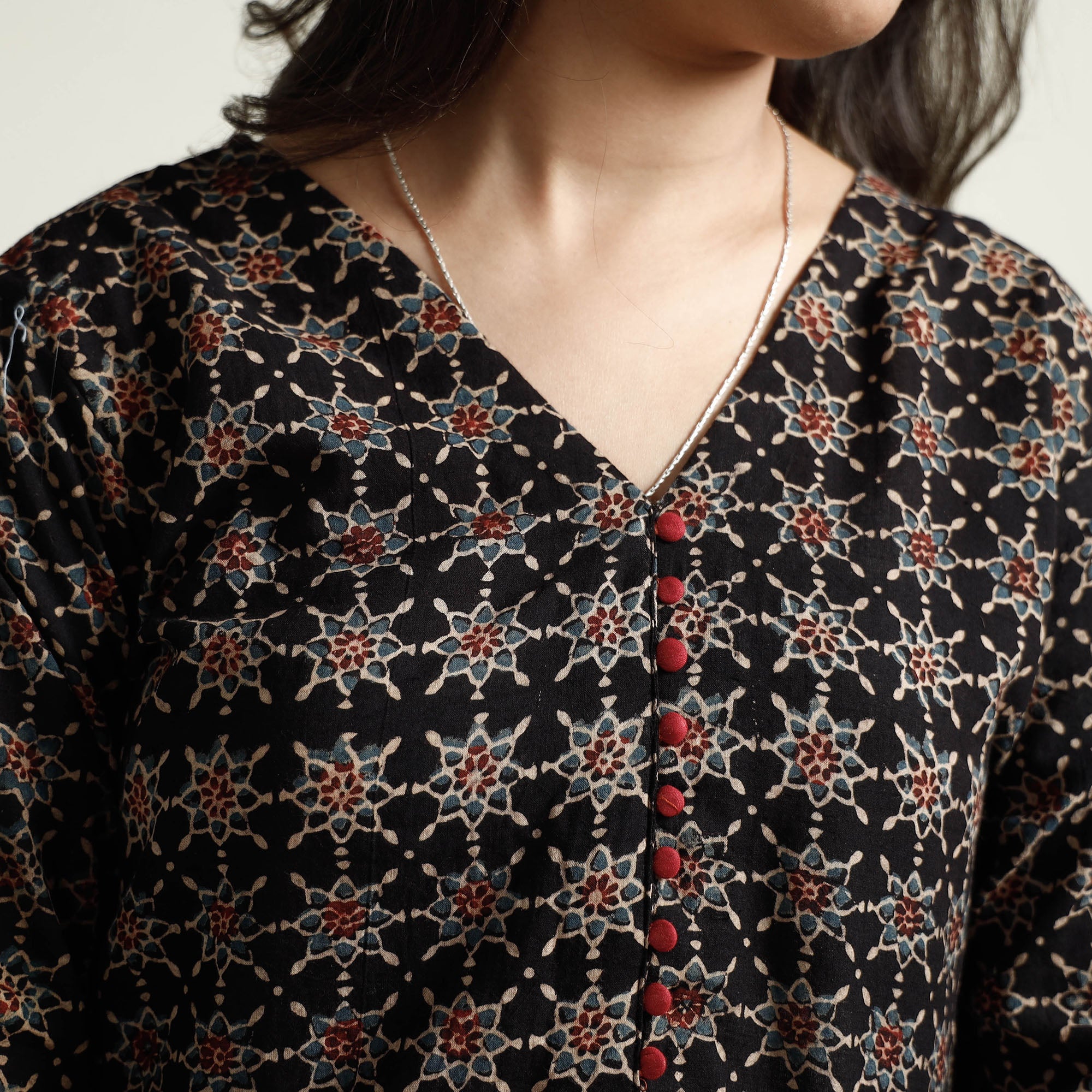 ITOKRI CASUALS Black - Ajrakh Block Printed Cotton Kurta with Palazzo Set - view 4