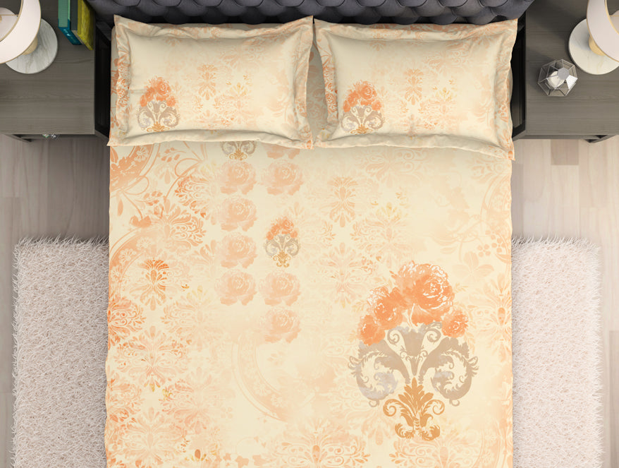 Spaces India Ornate Light Orange 100% Cotton King Size Bedsheet Organic Cotton - By Spaces - view 4