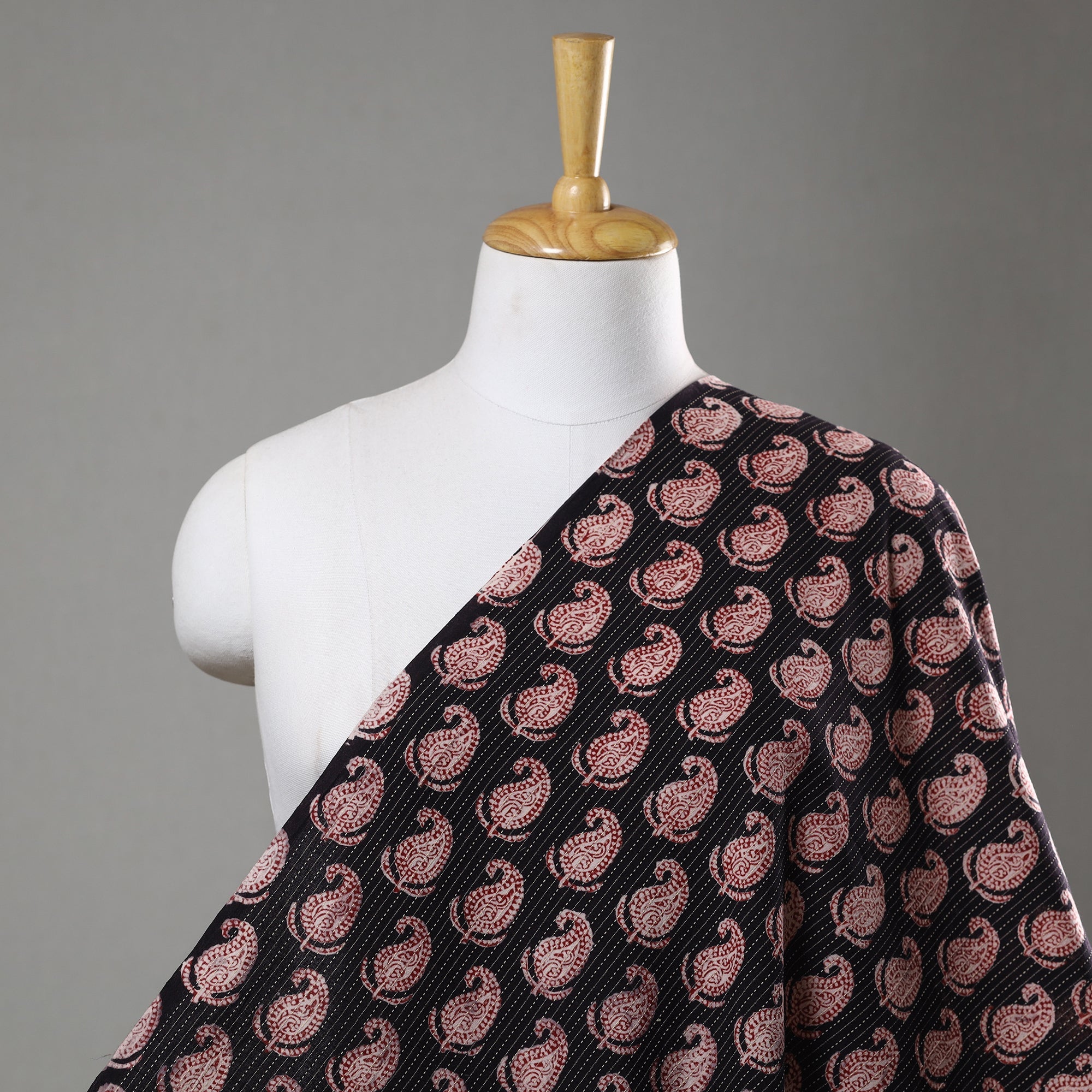 BAGH PRINTS BY UMAR FARUK KHATRI Black - Bagh Block Printed Kantha Style Cotton Fabric 02