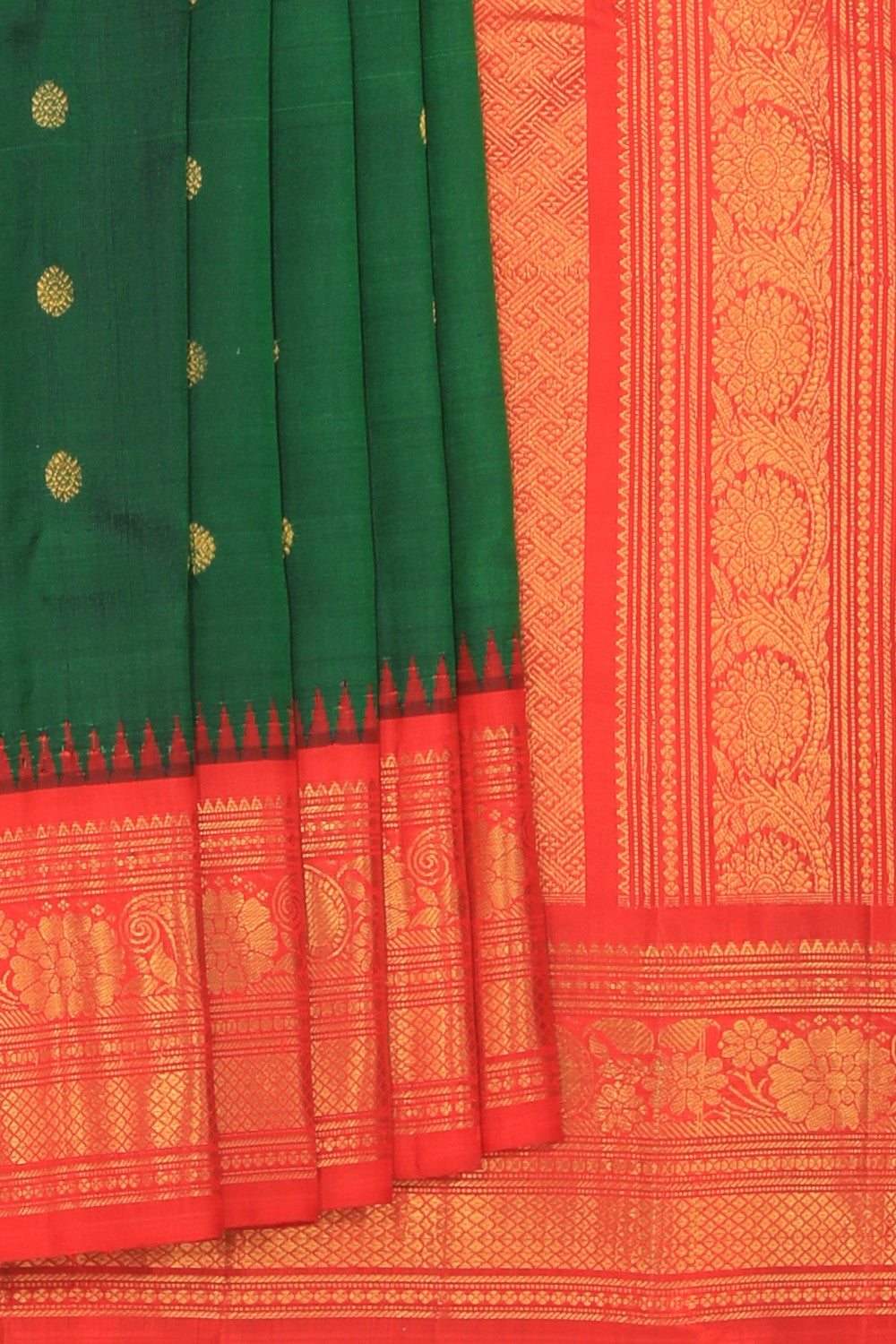Kalanjali Gadwal Silk Green Saree – Women's