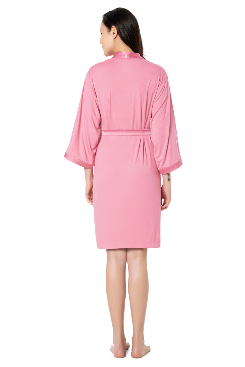 Amante Satin Edge Robe - Cashmere Rose - view 3