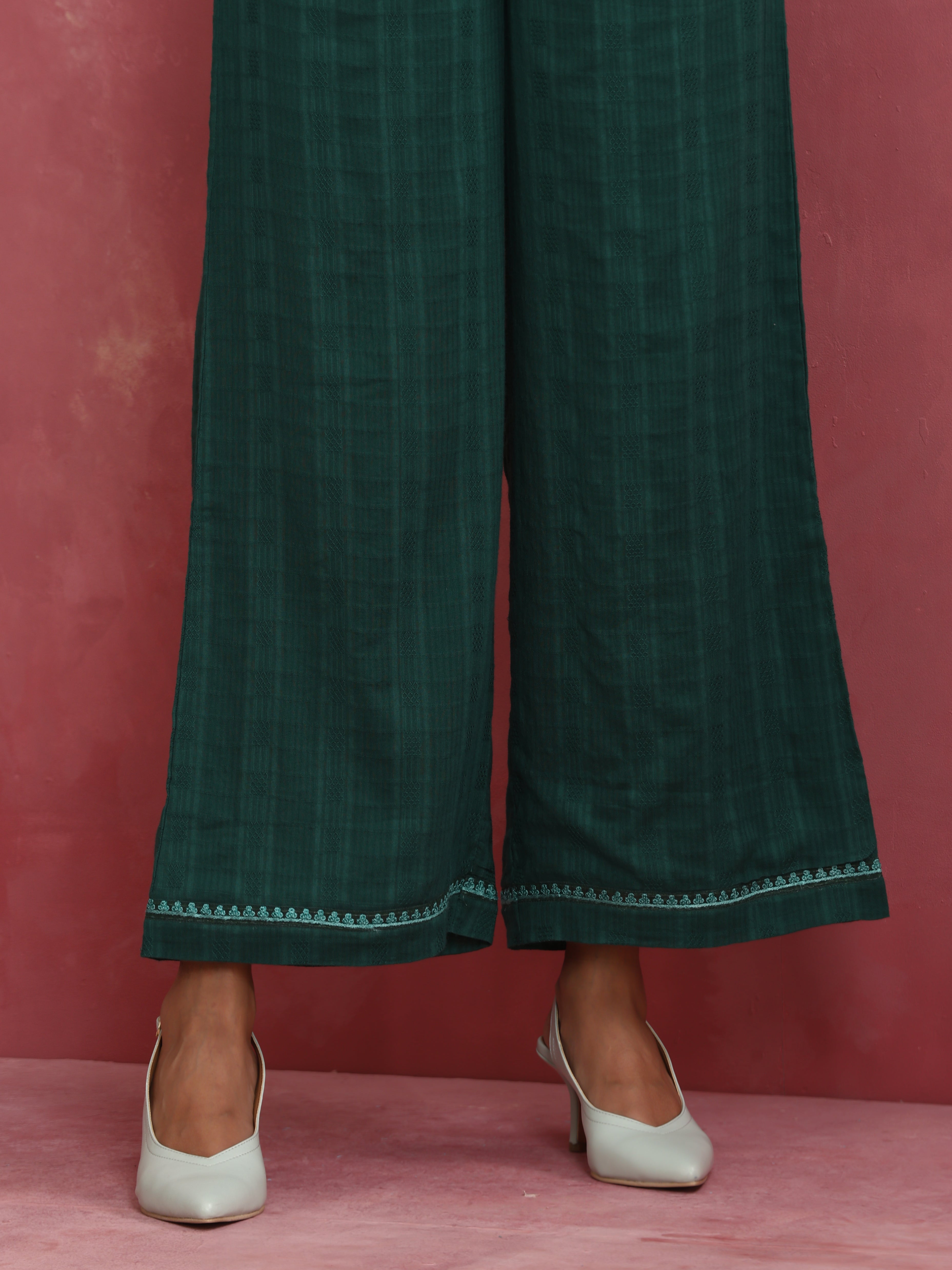 trueBrowns Dark Green Cotton Dobby Co-ord set - view 8