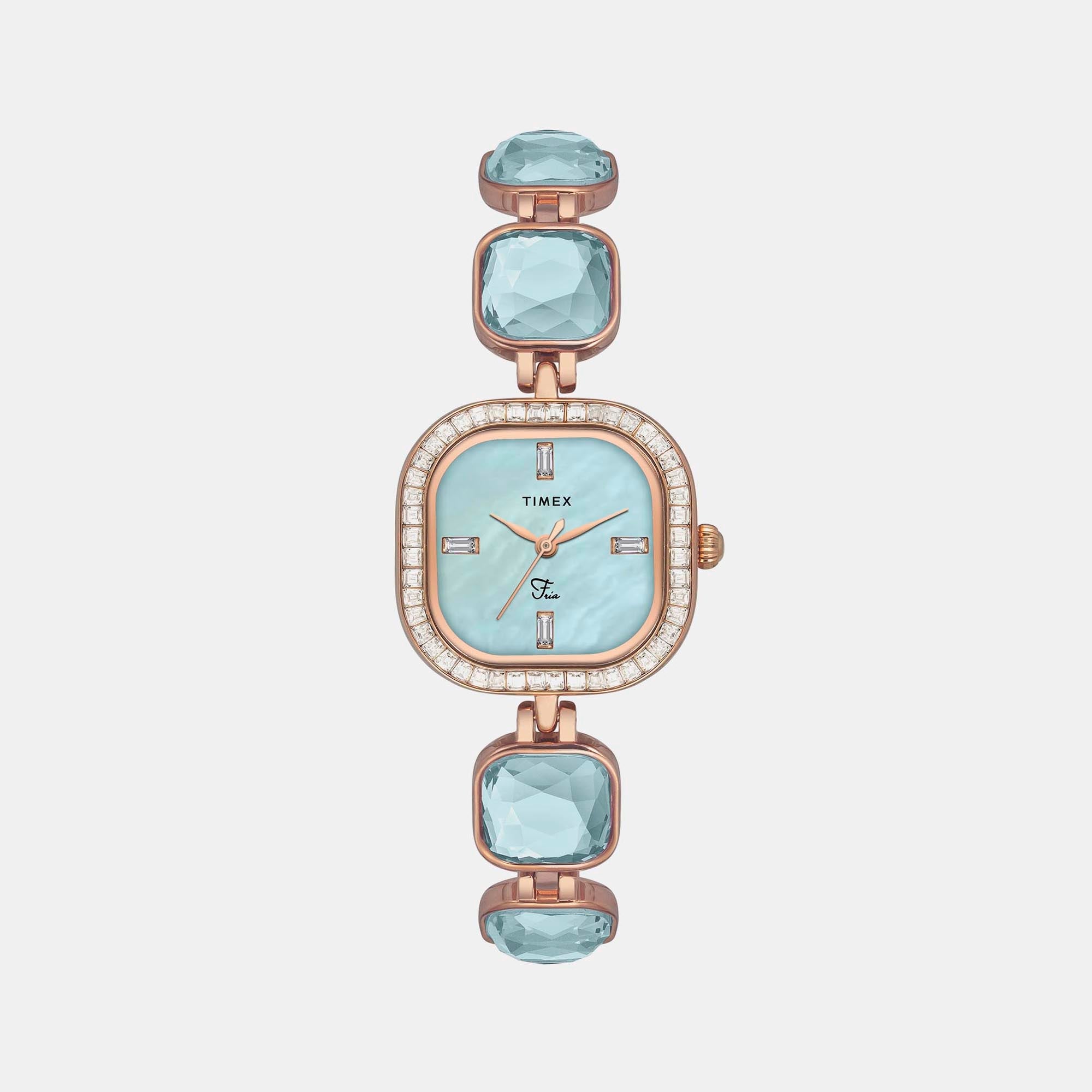 Timex Fria Women Quartz Mother Of Pearl Dial Analog Brass Watch TWEL17100