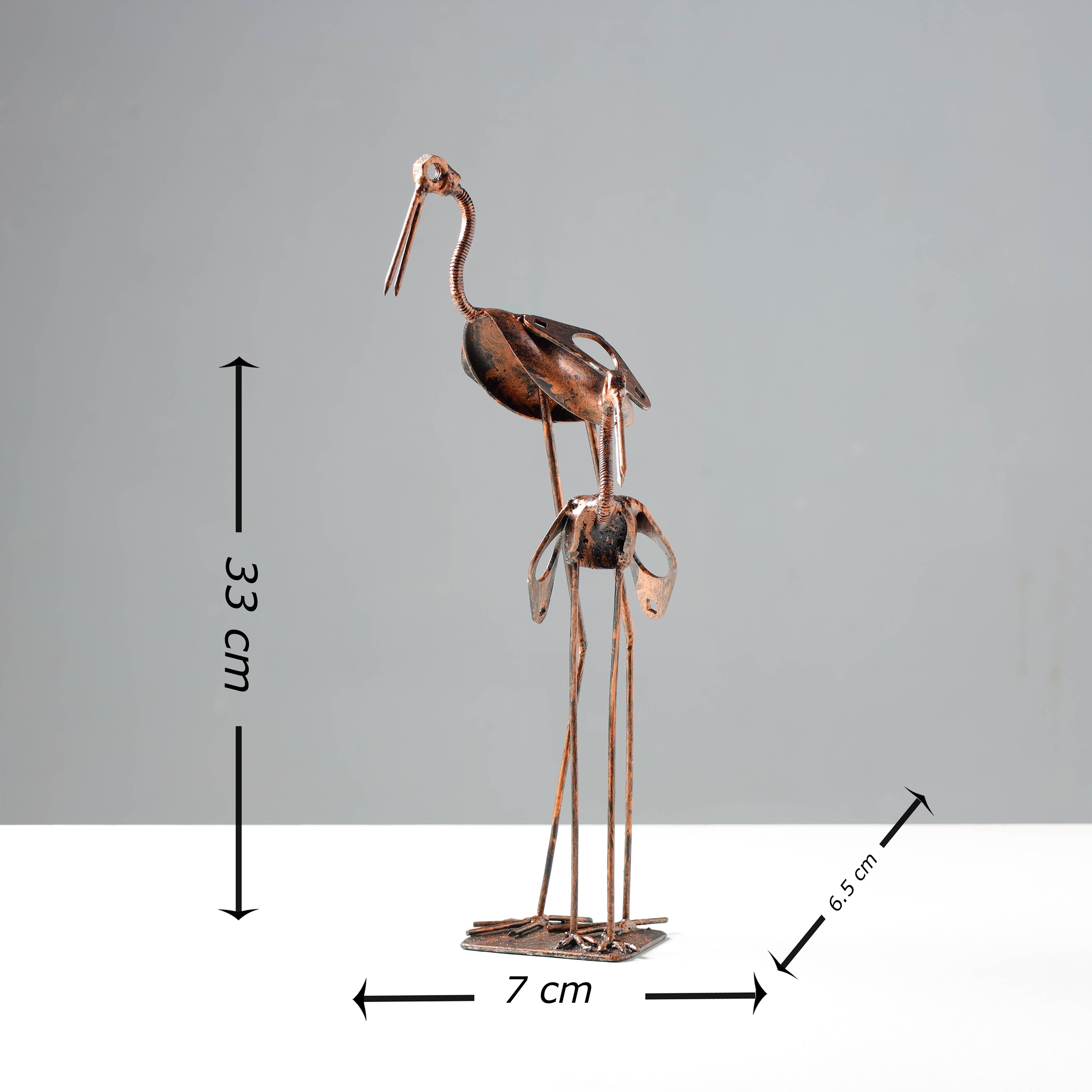 Bird Crane Mother & Child - Handmade Recycled Metal Sculpture by Debabrata Ruidas - view 4