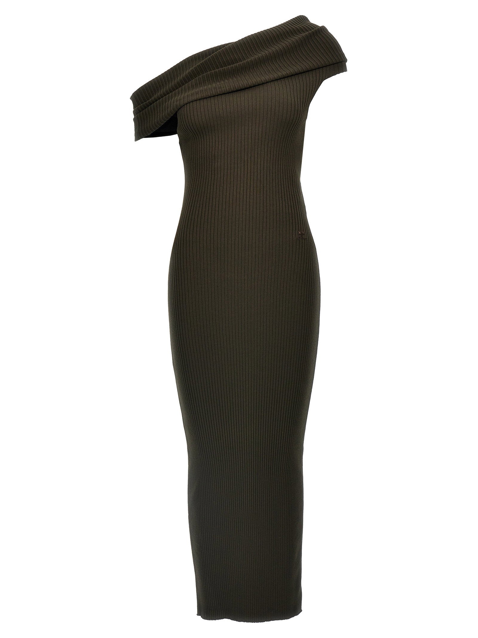 Courreges Twist Rib Knit Long Dress