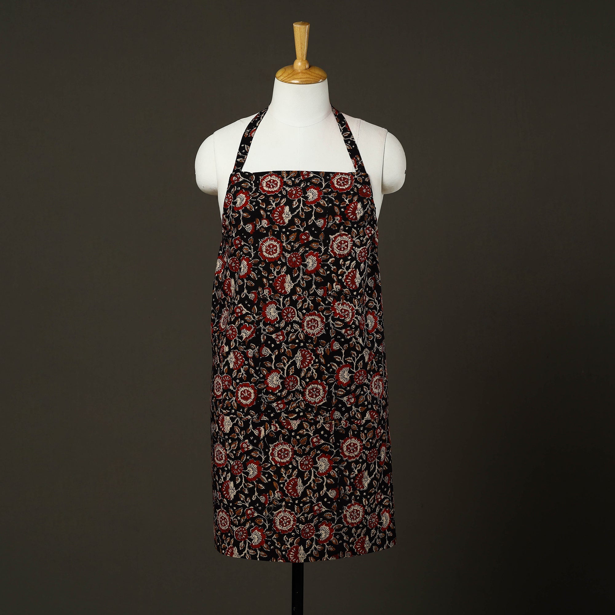 JALPARI Black - Bagru Block Print Cotton Apron with Pocket 13