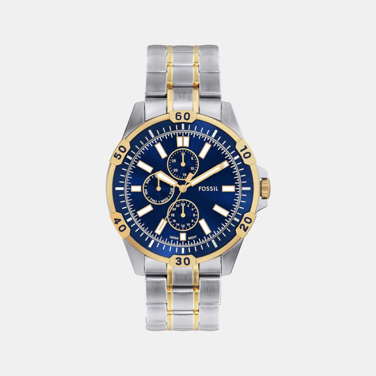 Fossil Garrett Men Quartz Blue Dial Multi-Function Stainless Steel Watch FS6146