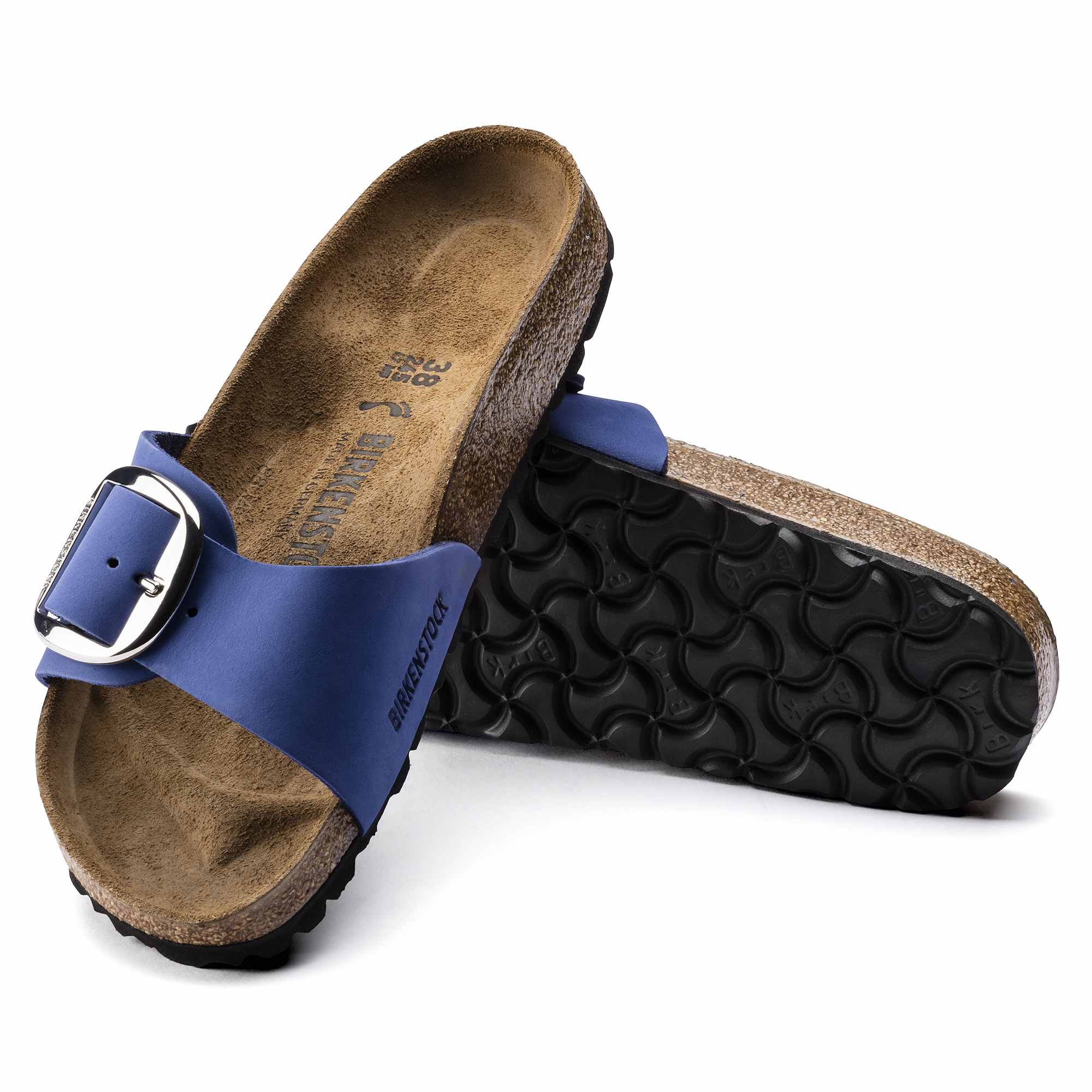 Birkenstock Madrid Big Buckle Nubuck Leather – Blue Blue/Azure