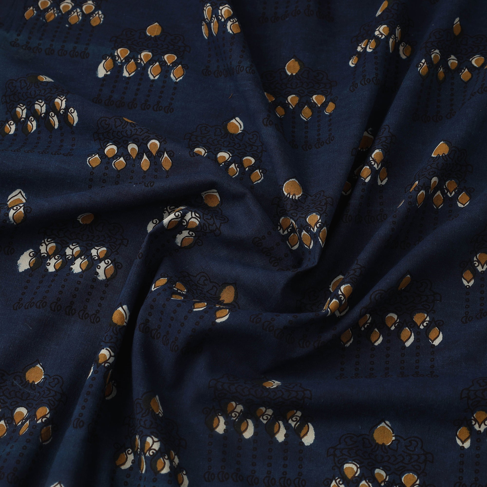 ARTISAN HAND BLOCK PRINTS Blue - Block Print Cotton Jahota Fabric 36 - view 3