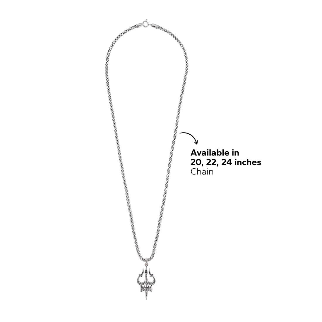 Prinjal Jewellers Silver Trishul Pendant with Chain - view 6