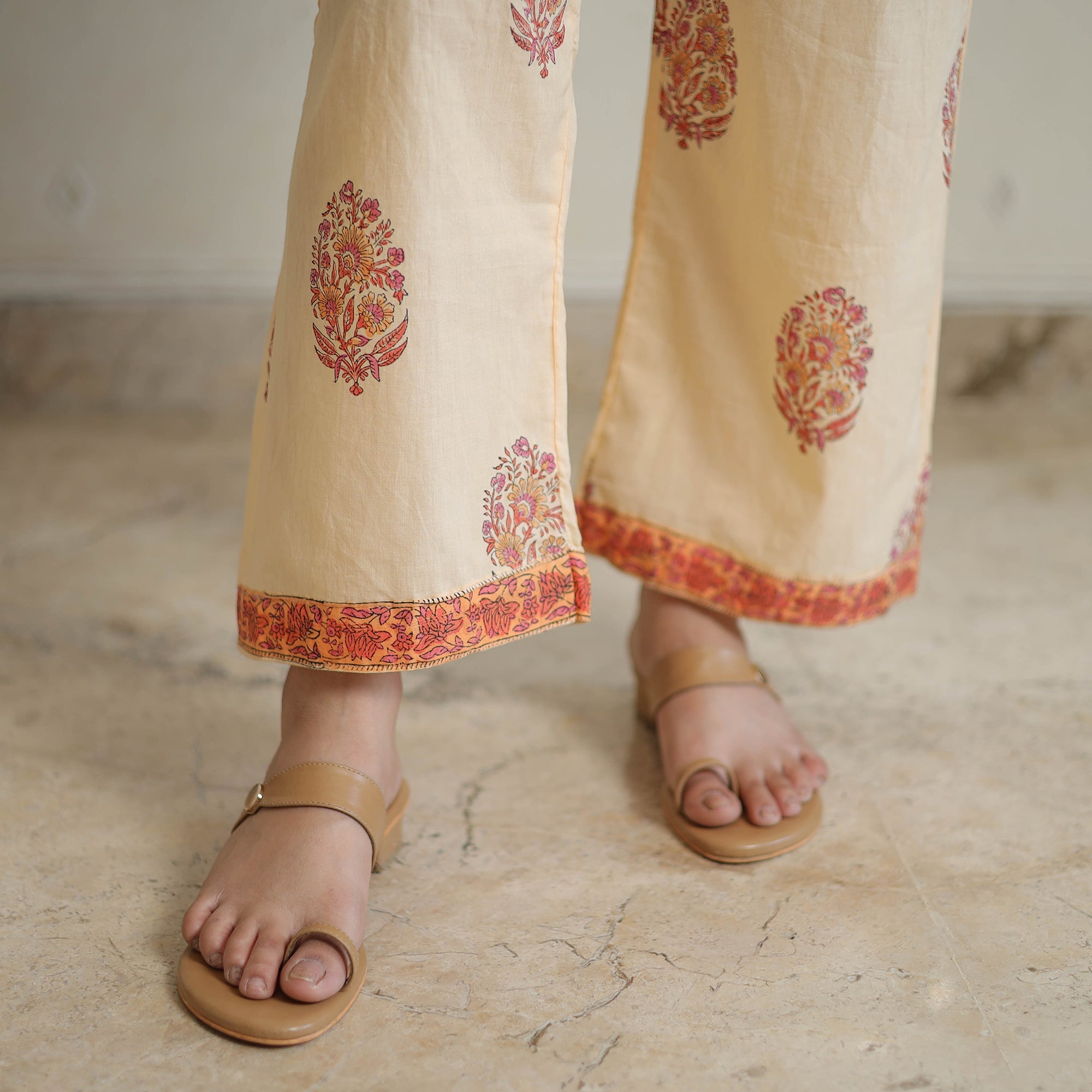 ITOKRI CASUALS Beige - Sanganeri Block Print Cotton Kurta Suit Set 05 - view 8