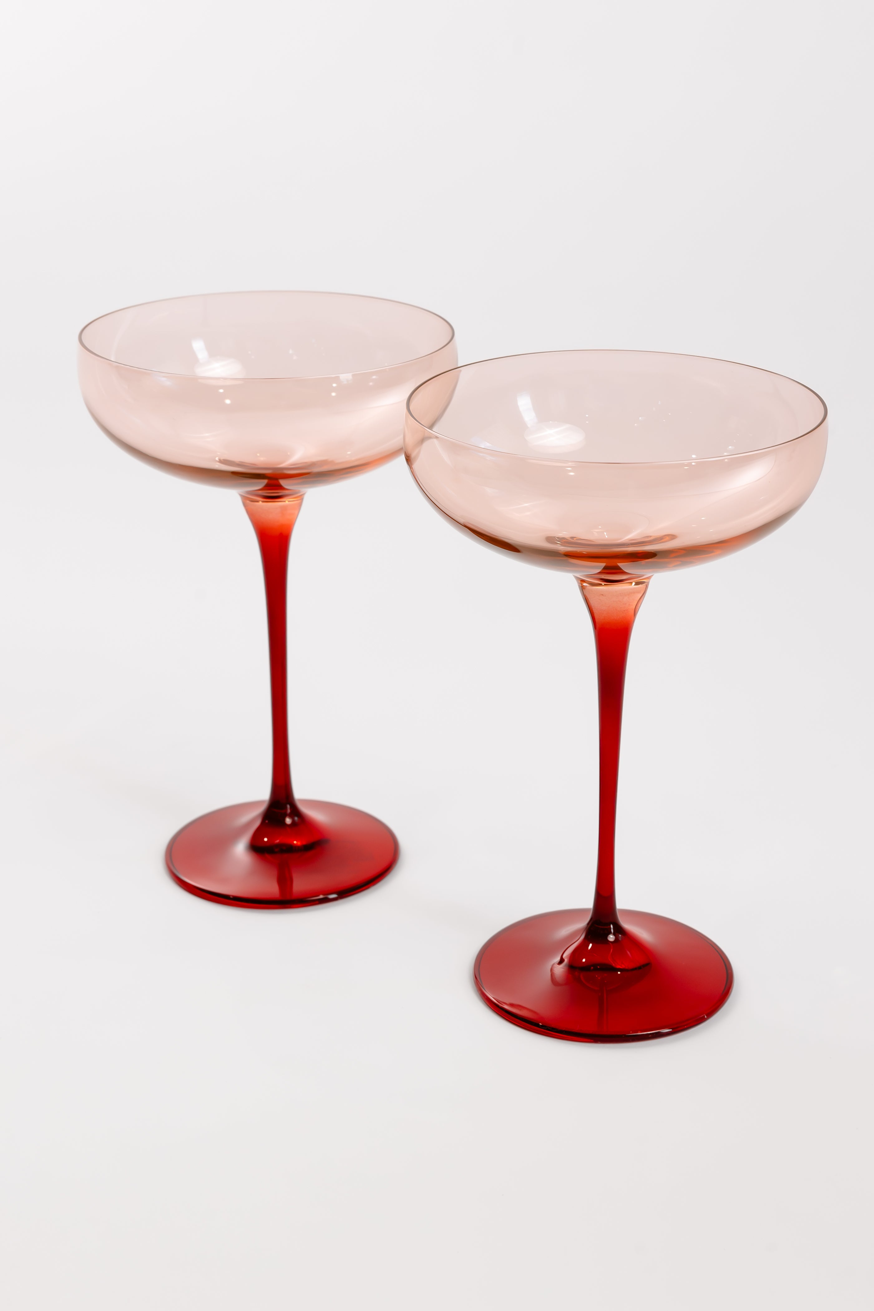 Estelle Colored Glass Estelle Colored Champagne Coupe - Set of 2 {Colorblock: Blush Pink + Red} - view 2