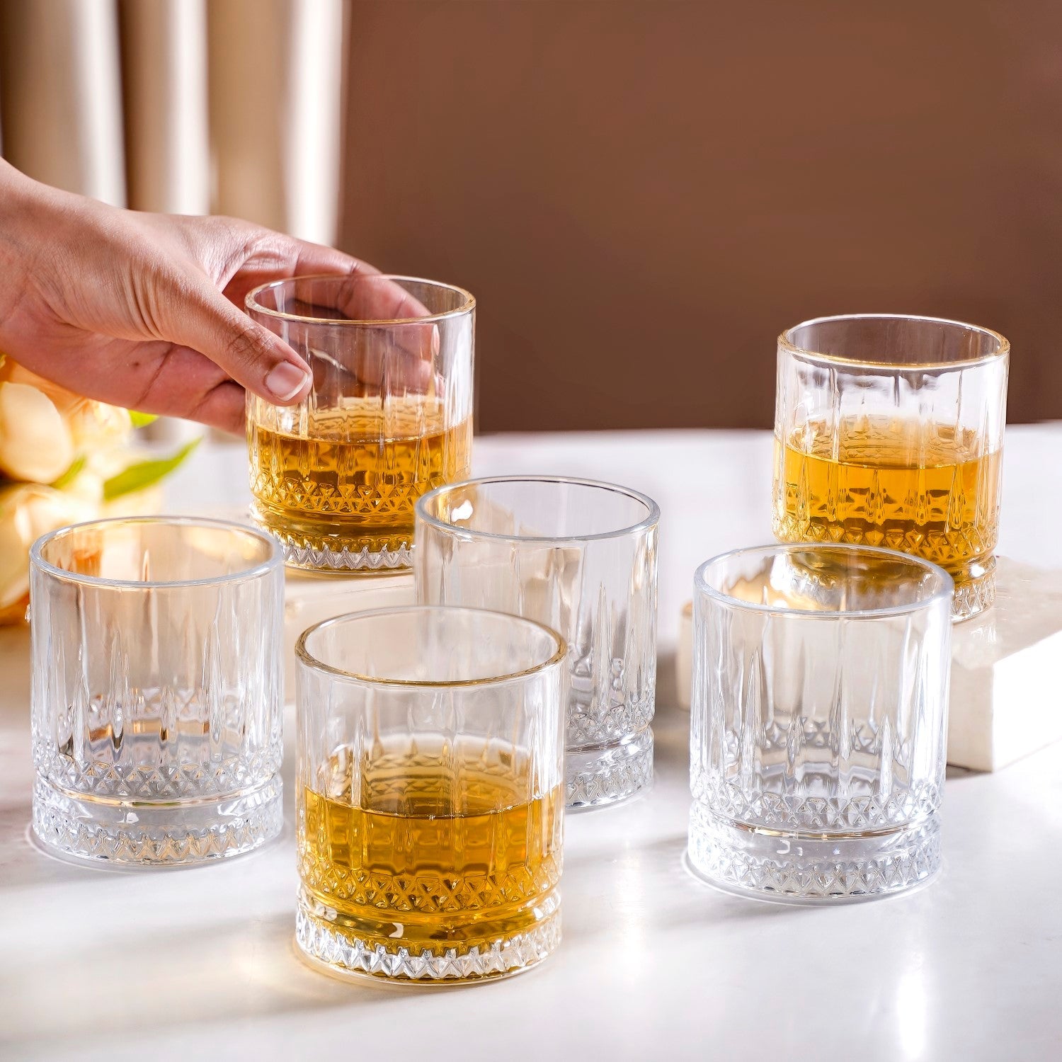 Nestasia Set Of 6 Premium Ribbed Whiskey Glasses 250ml - view 2