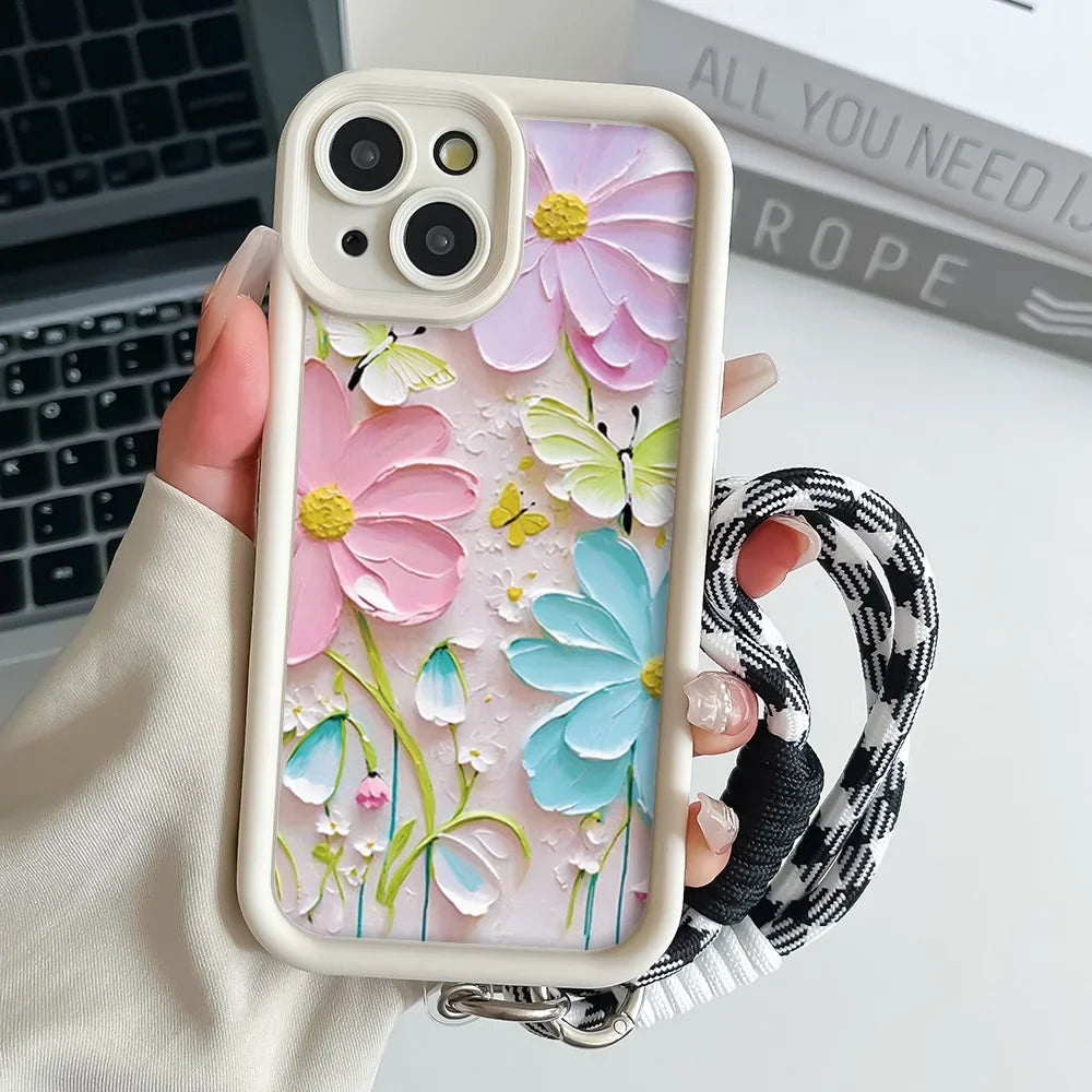 Peeperly Charming Daisy Flower Lanyard Case – No Color