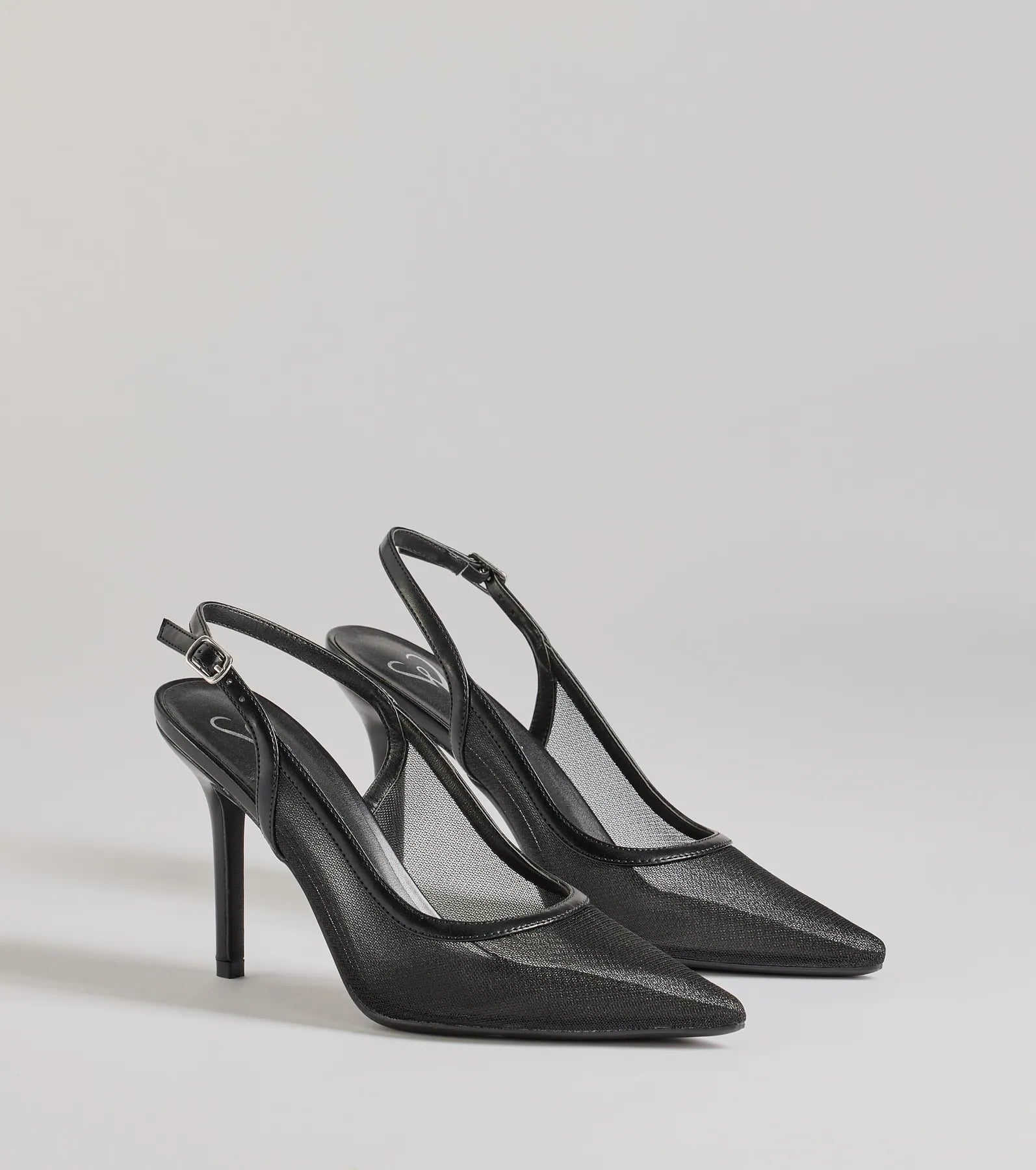 Windsor Chic Sheer Mesh Sling-Back Stiletto Pumps