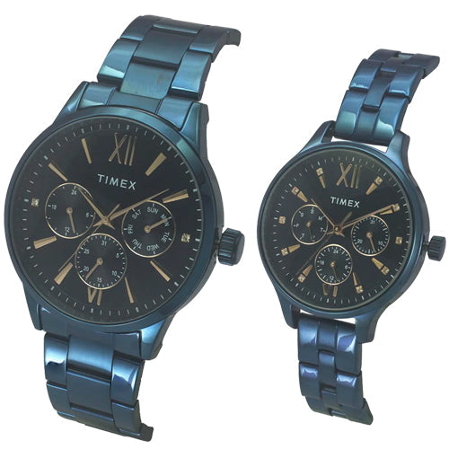 Timex Unisex Blue Round Dial Analog Pair Watches 44mm & 36mm TW00PR313 - view 2