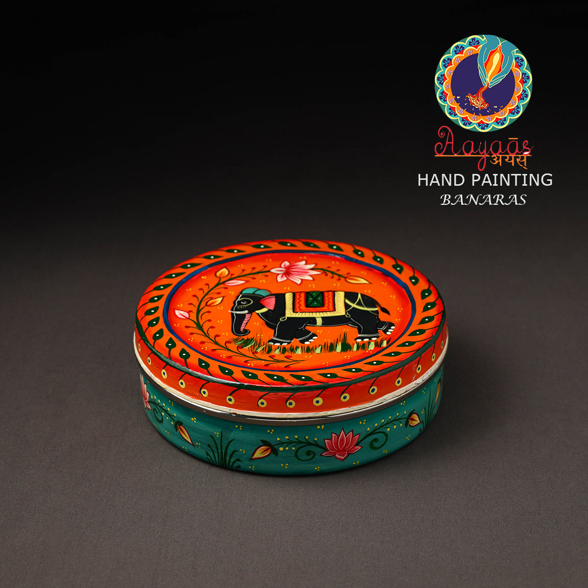 AAYAAS Banaras Handpainted Stainless Steel Roti Box 04