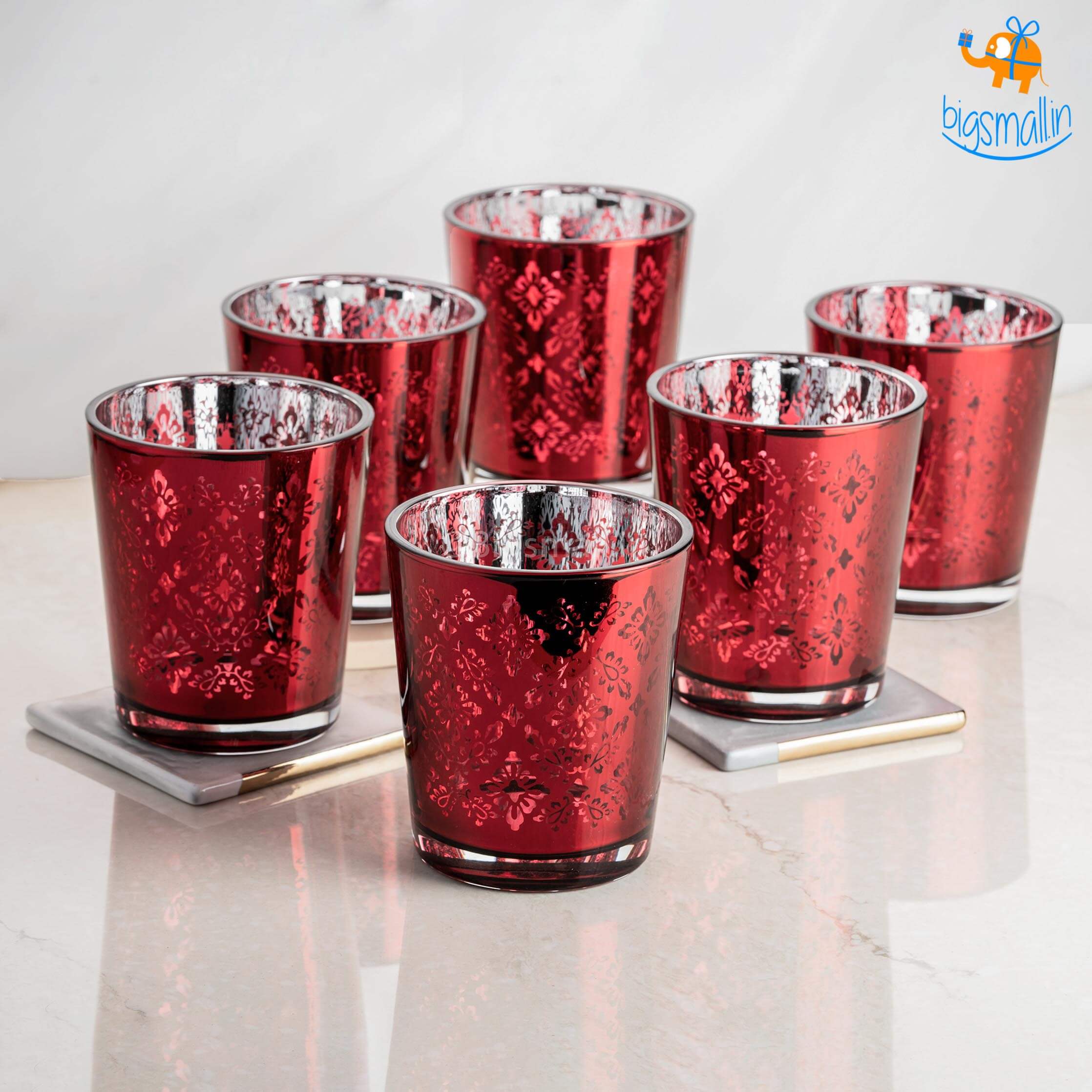 Devnow Ruby Red Floral Tumbler Set