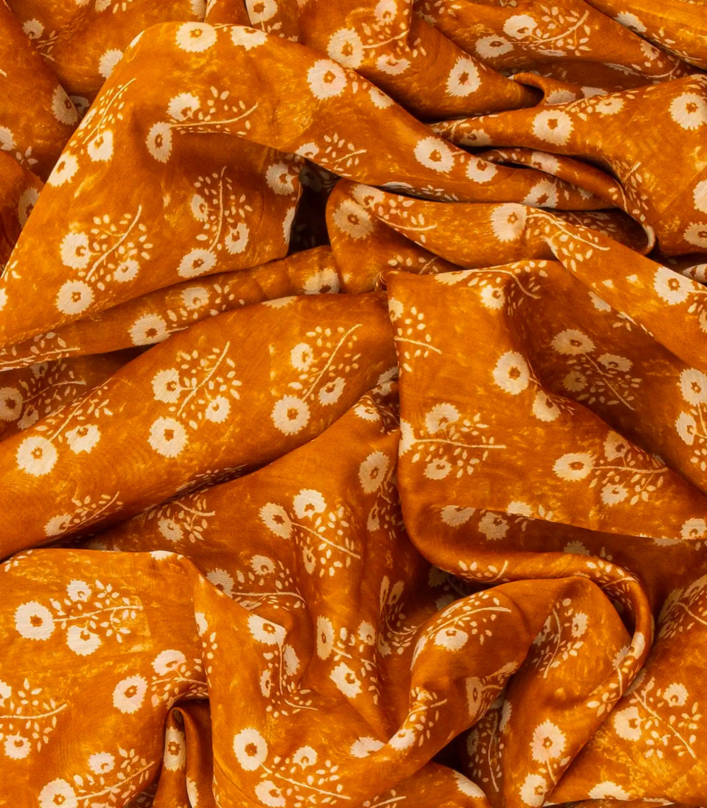 RmKV Orange Chanderi Cotton Saree Printed With Floral Motifs-Orange - view 3