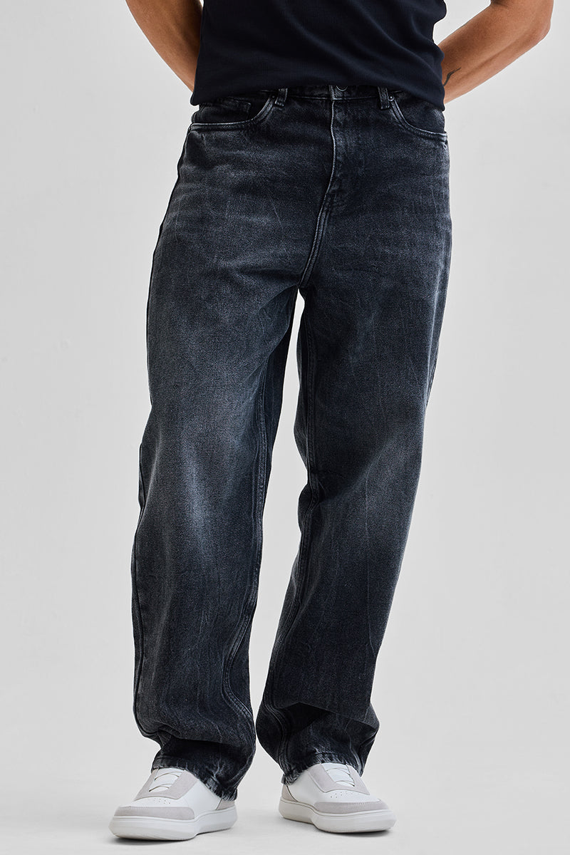 SNITCH Charcoal Grey Loose Fit Jeans