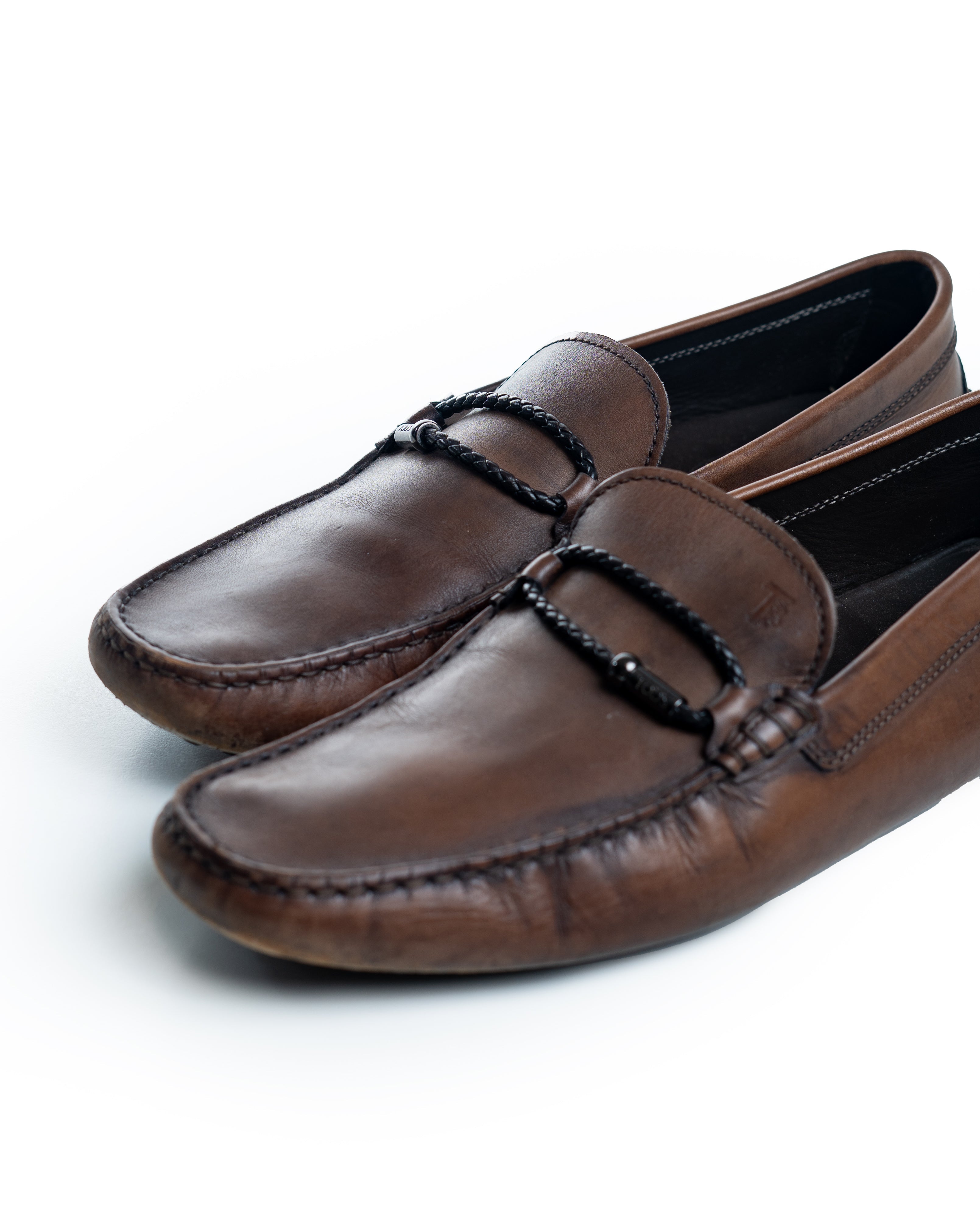 Tods Brown Leather Slip On Driving Loafers - view 2