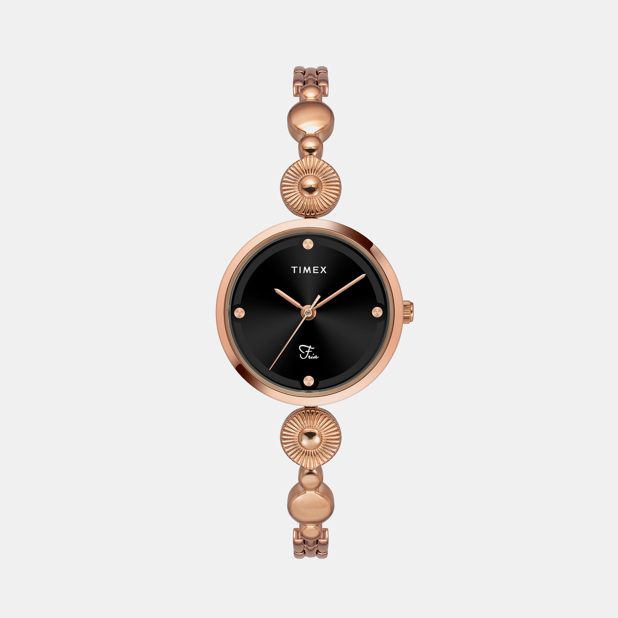 Timex Fria Women Quartz Black Dial Analog Brass Watch TWEL18203