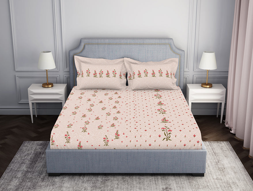 Spaces India Indie Flora Floral 100% Cotton Double Bedsheet - Essentials by Spaces