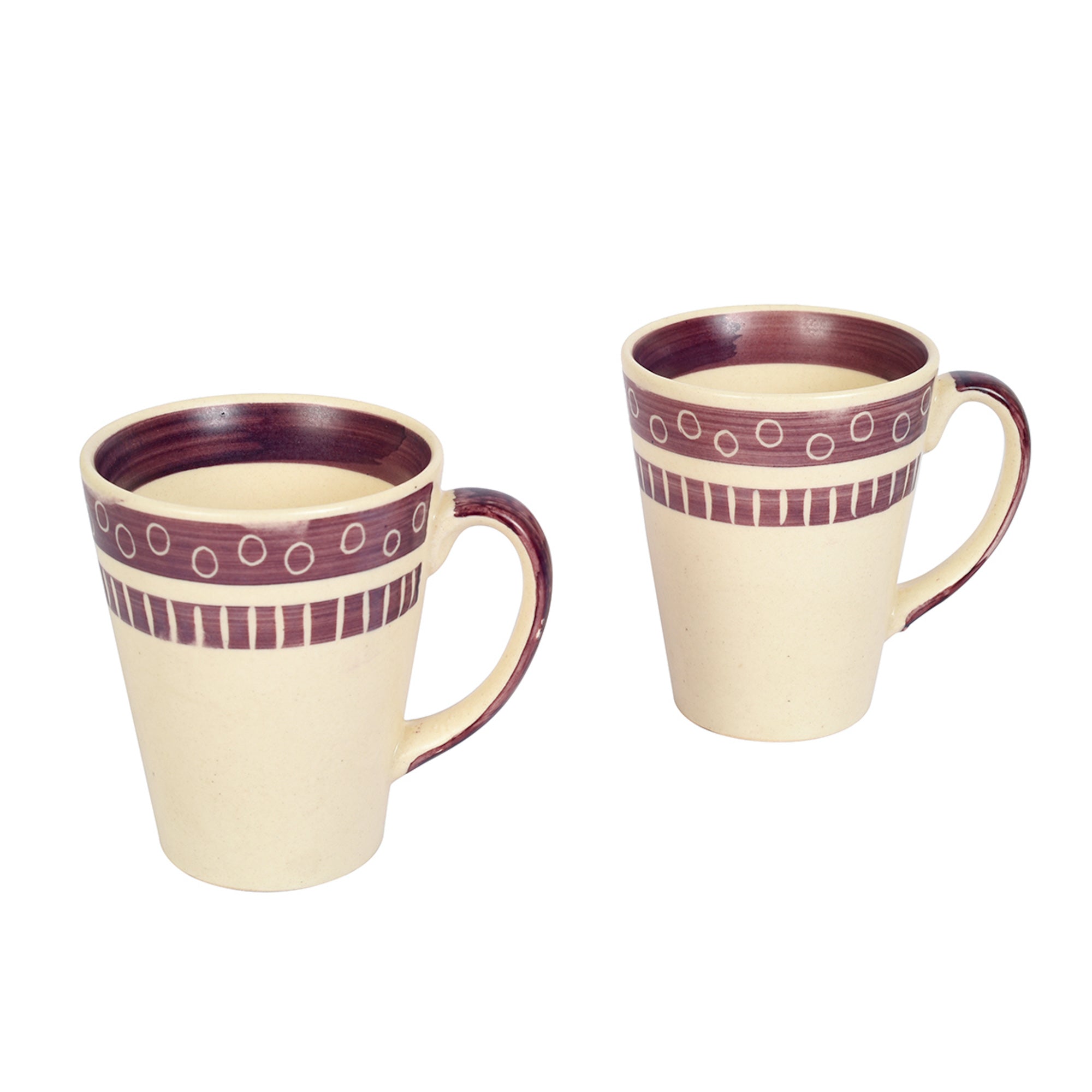 ART CREATIONS BY SUMAN SONTHALIA Beige - Mug Ceramic Magenta Polka (Set of 2) (4x3.2x4.1) - view 2