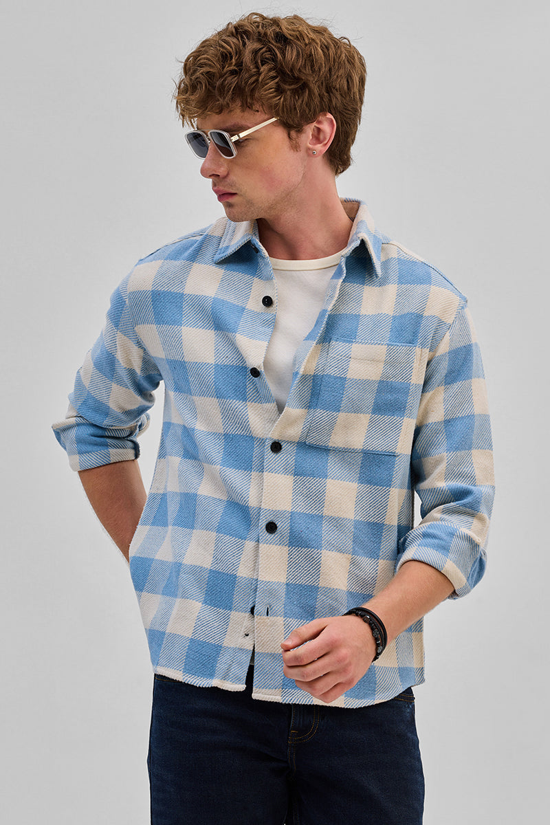 SNITCH Blue Flannel Checks Overshirt - view 4