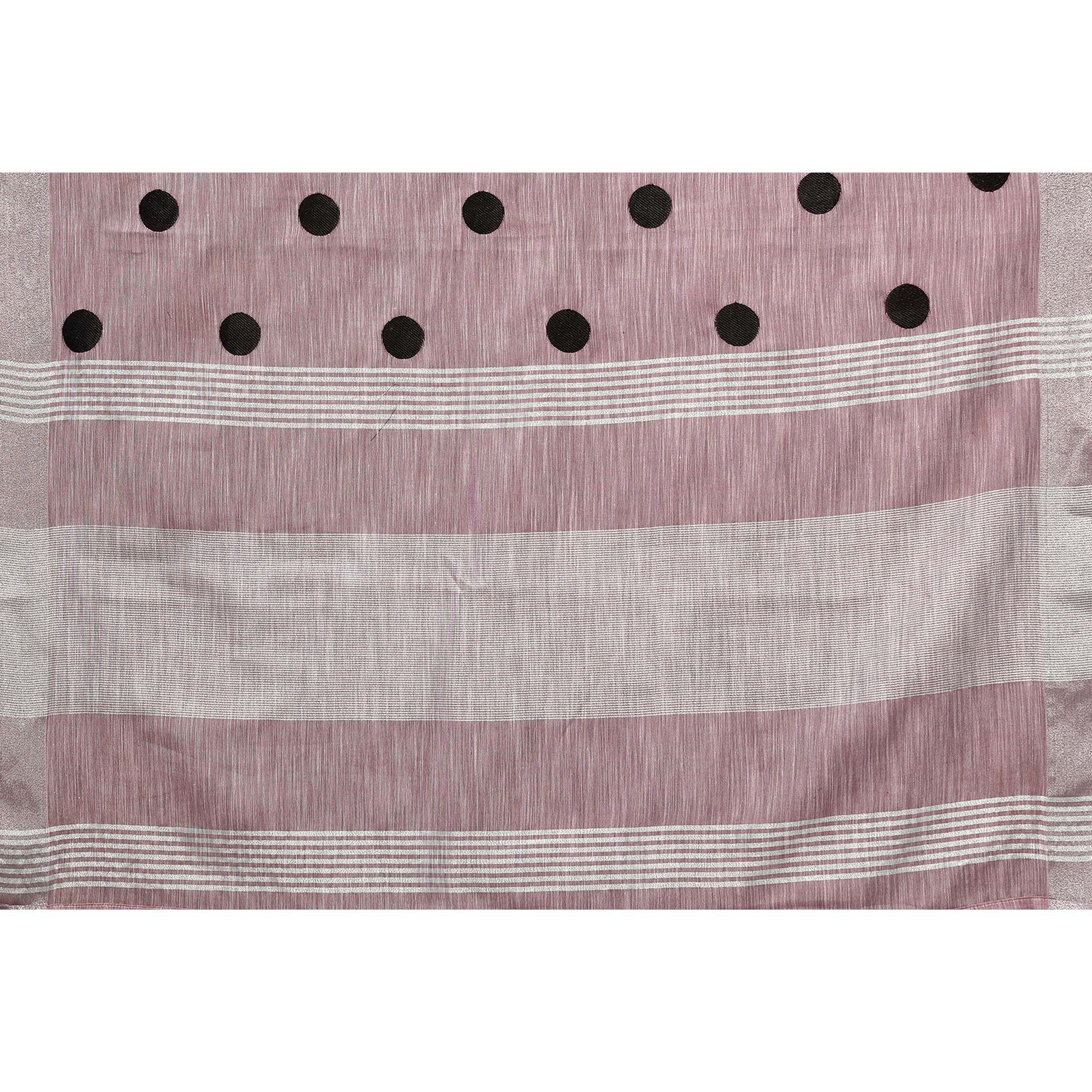 Peachmode Mauve Embroidered Linen Cotton Saree With Zari Border - view 7