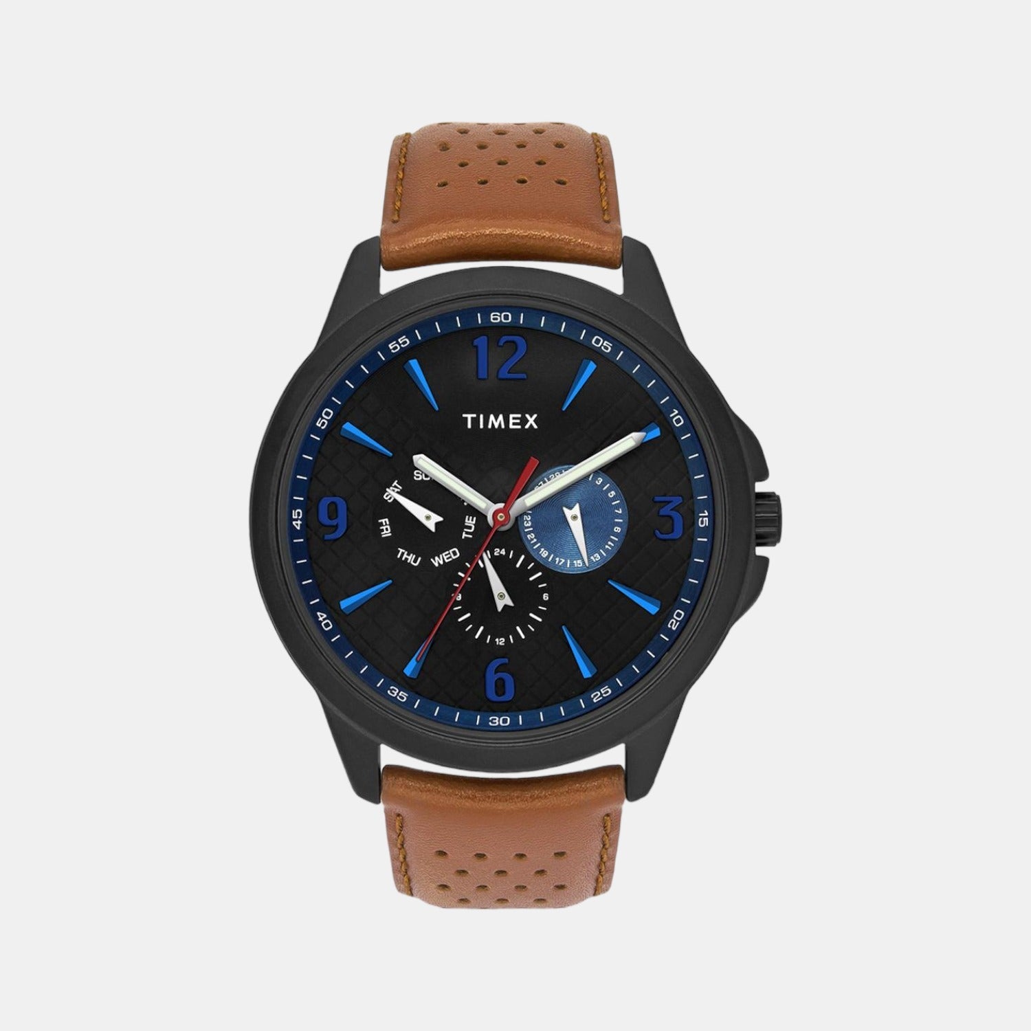Timex Fashion Men Quartz Black Dial Chronograph Leather Watch TWEG16518
