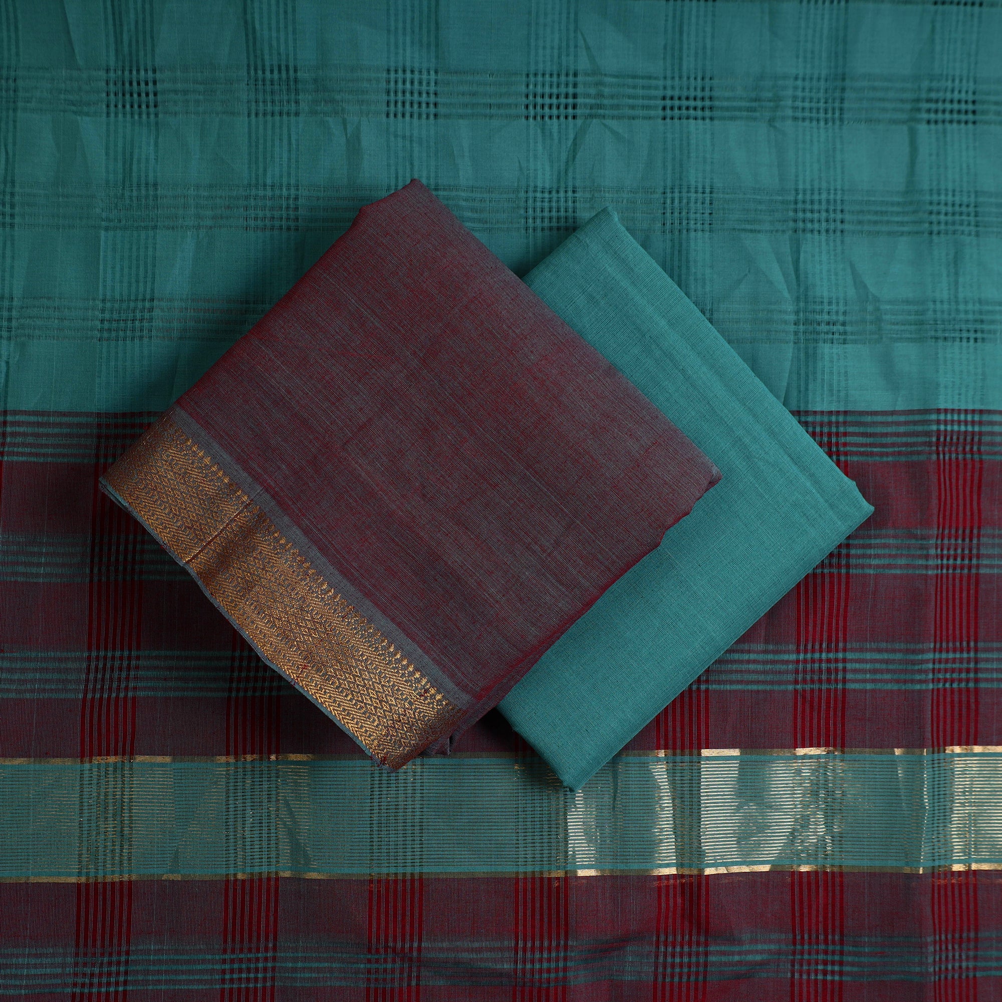 SOUTH KARGHA Brown - 3pc Handloom Cotton Mangalagiri Dress Material 06 - view 2