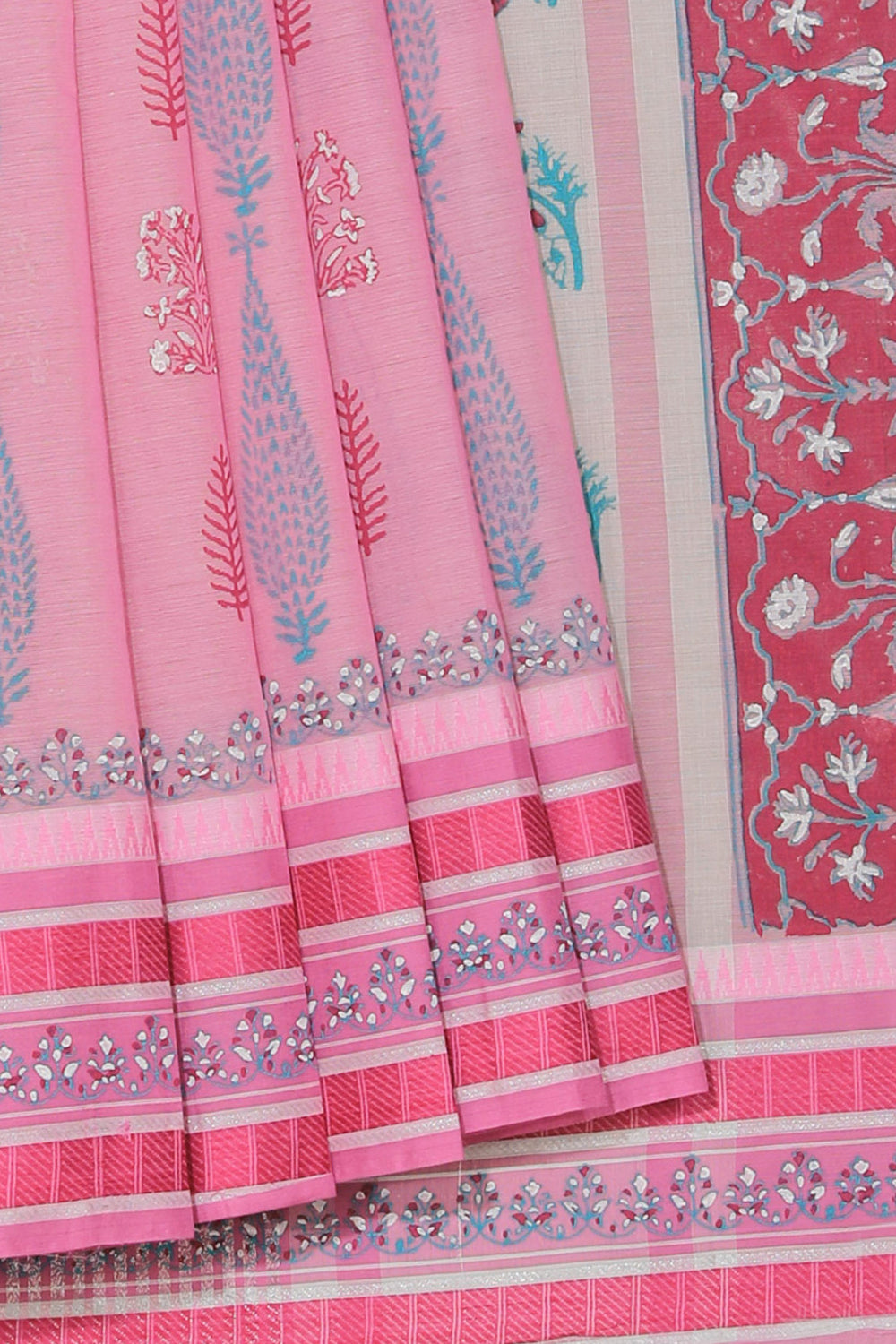 Kalanjali Ethnics Hand block printed cotton saree