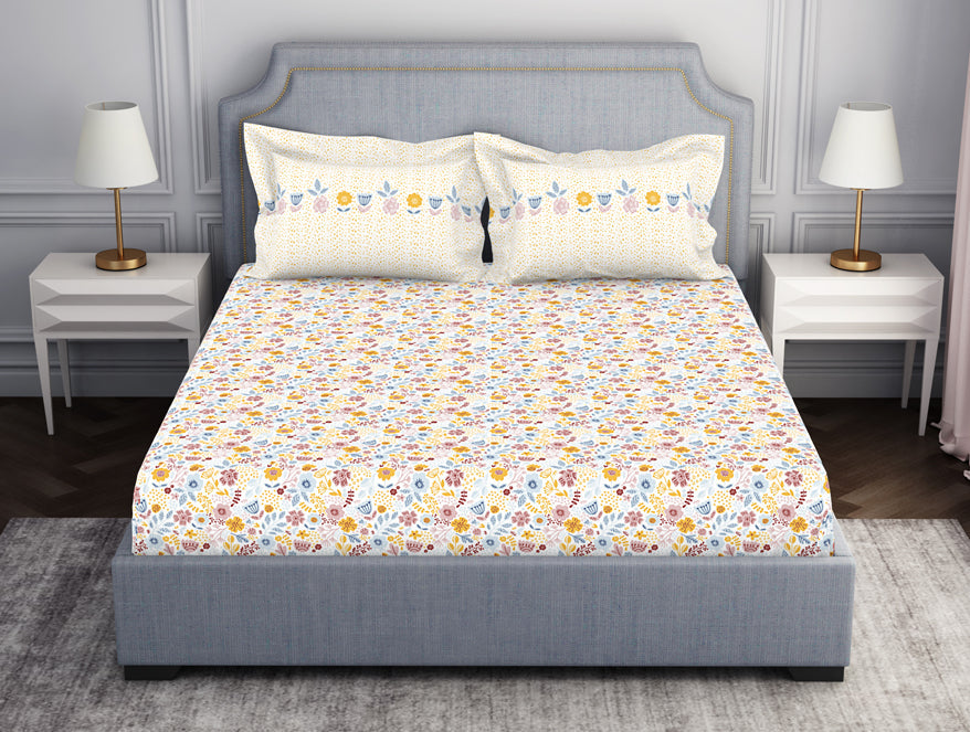 Spaces India Youthopia Floral 100% Cotton Double Bedsheet - Essentials by Spaces