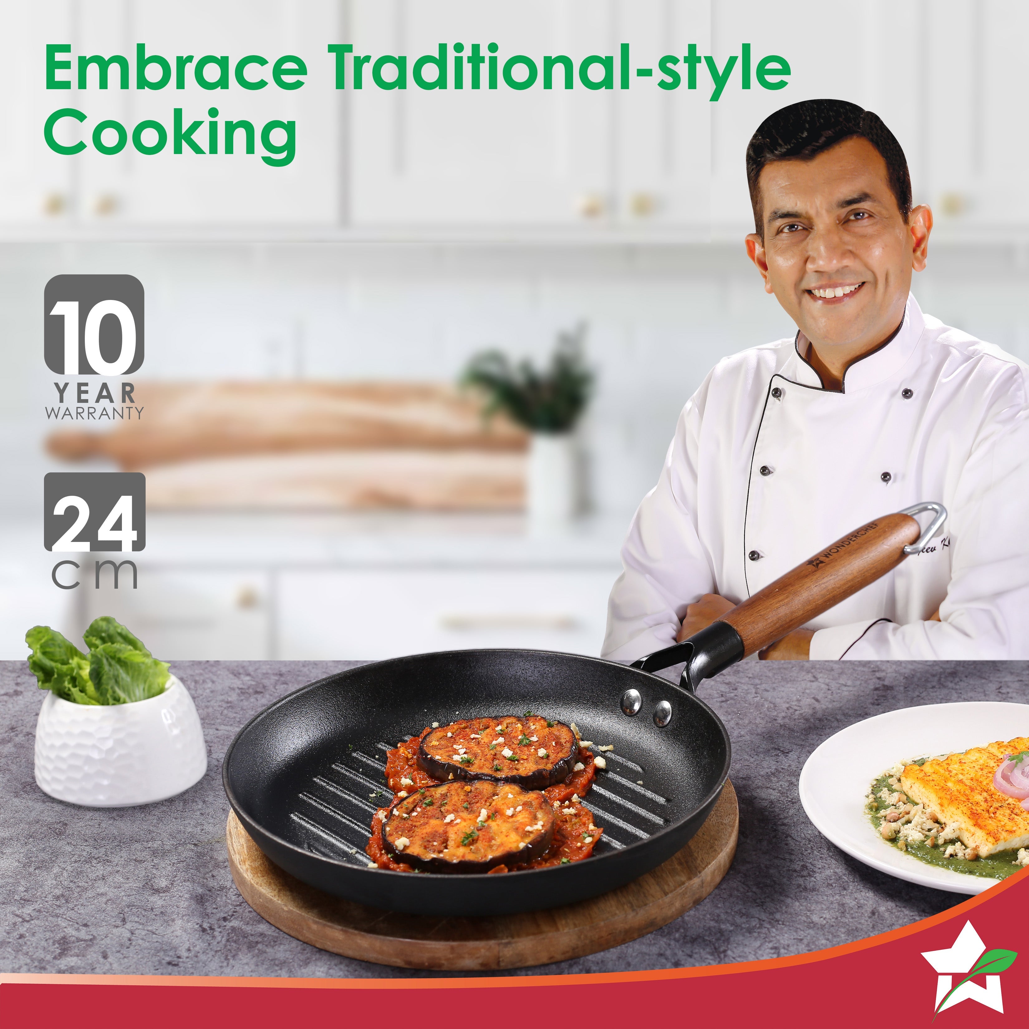 Wonderchef Pre-Seasoned Ferro Light 24cm Grill Pan| 2.5MM - view 2