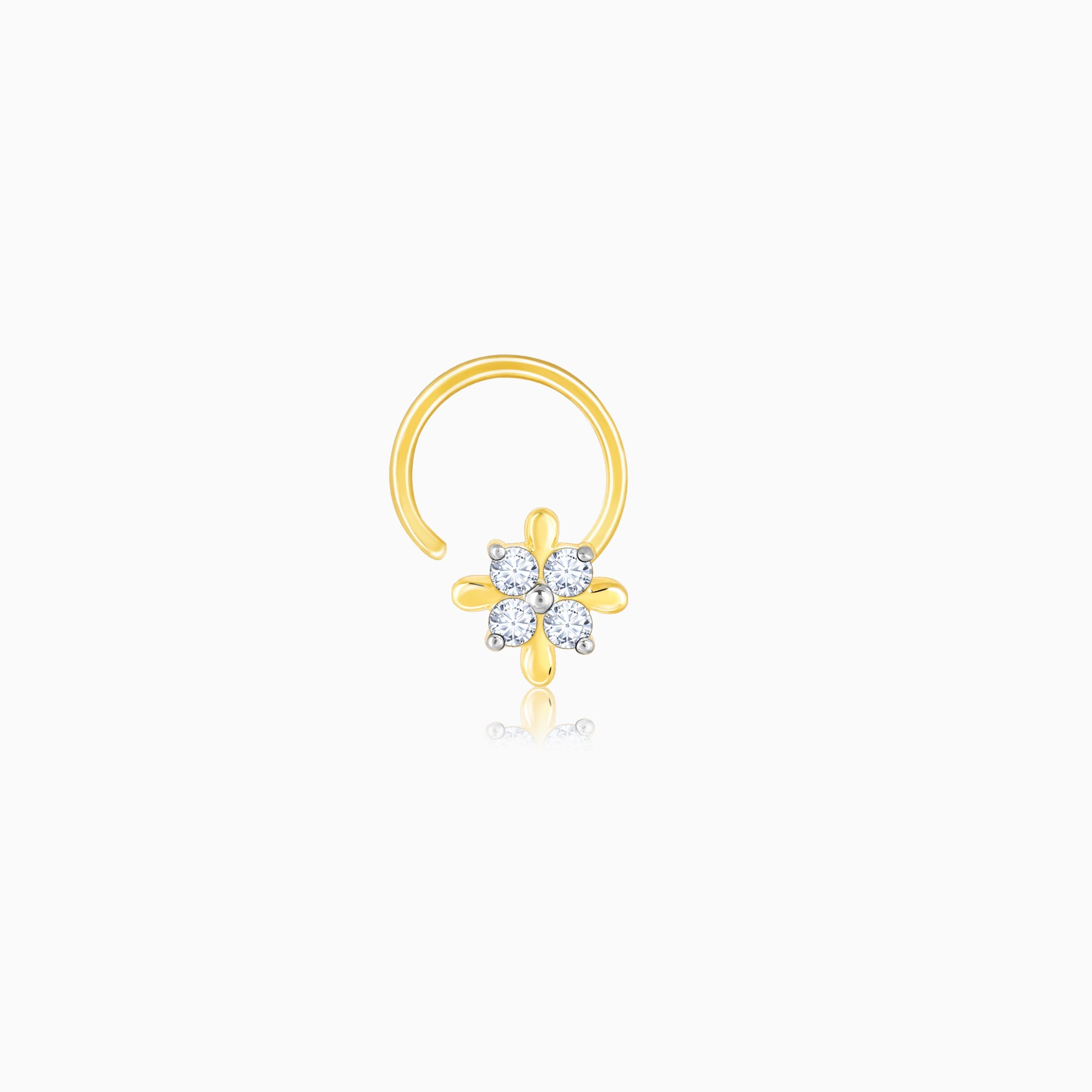 GIVA Jewellery Gold Tender Bloom Diamond Nose Pin