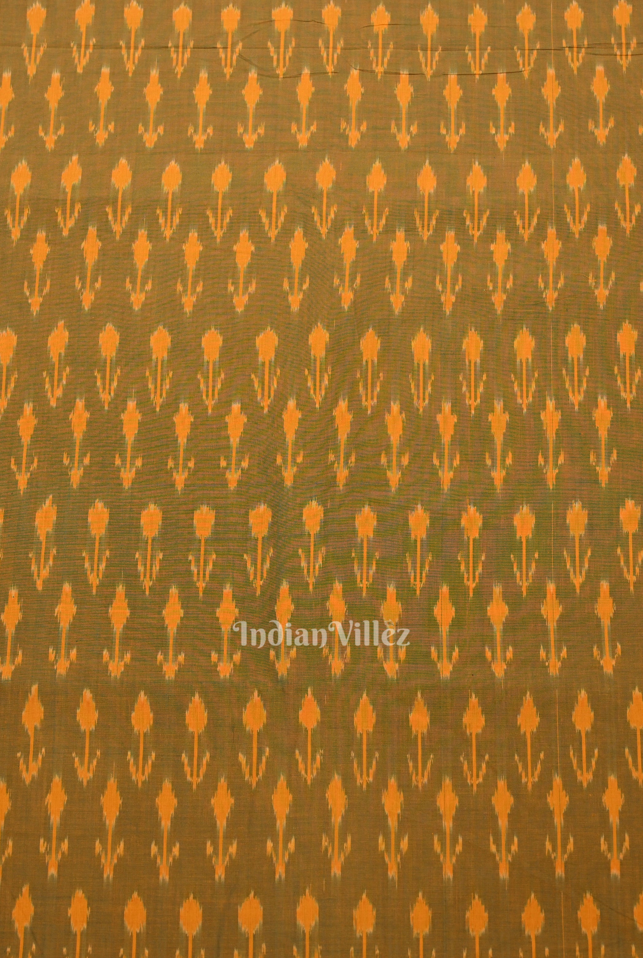 IndianVillèz Olive Green Dual Tone Green Pochampally Ikat Cotton Fabric - view 3