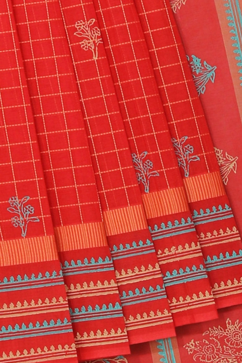 Kalanjali Ethnics Hand block printed cotton saree
