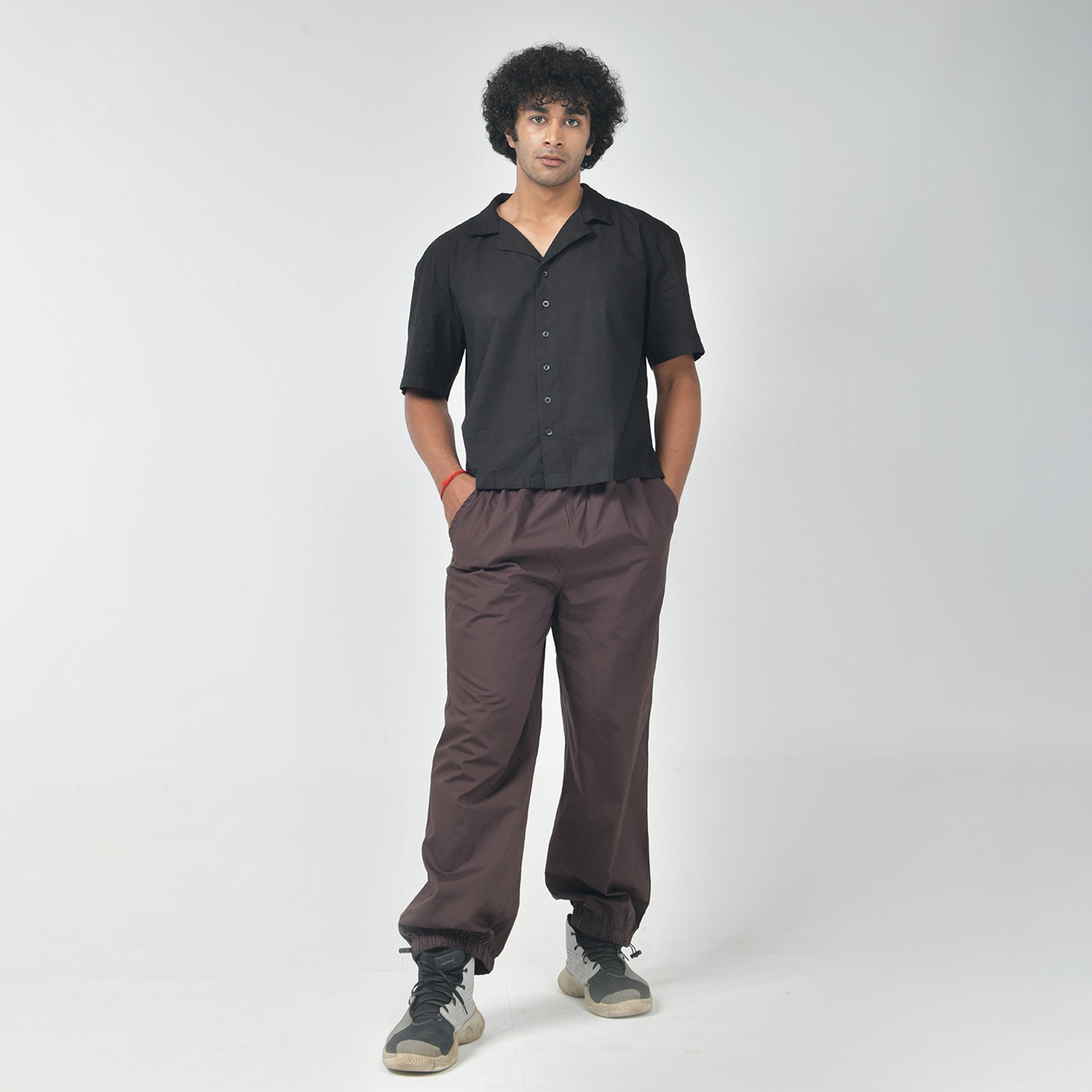Bossman shirt brown – I Z F Black Bossman Shirt & Brown Parachute Pants