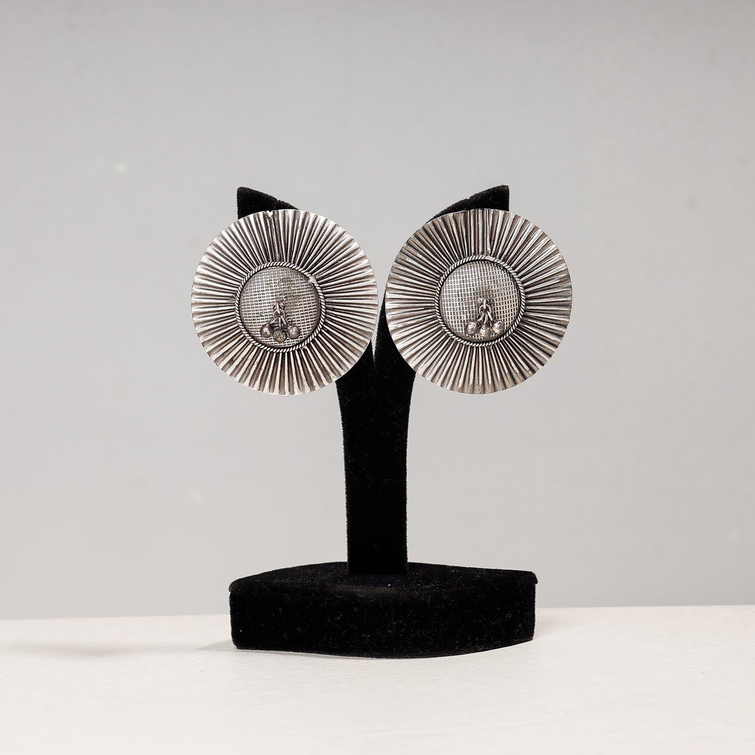 WHITE RIVER STORIES Antique Silver Finish Oxidised Brass Base Earrings