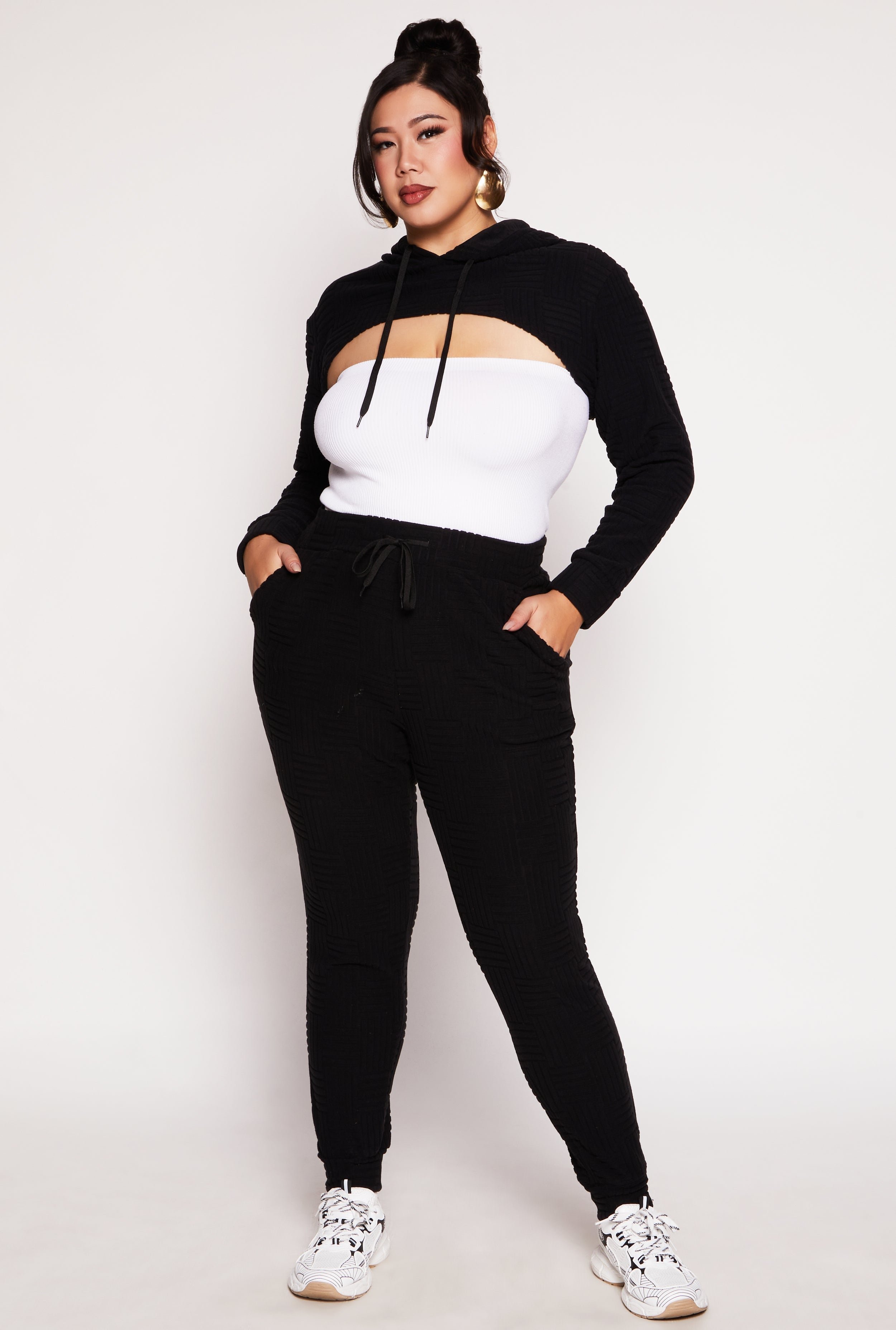 Rainbow Shops Plus Size Geometric Patterned Joggers