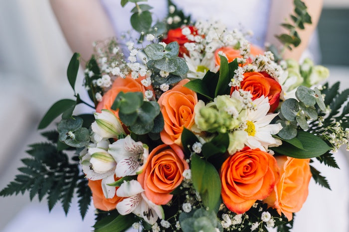 fiftyflowers.com Mint and Tangerine Modern Wedding