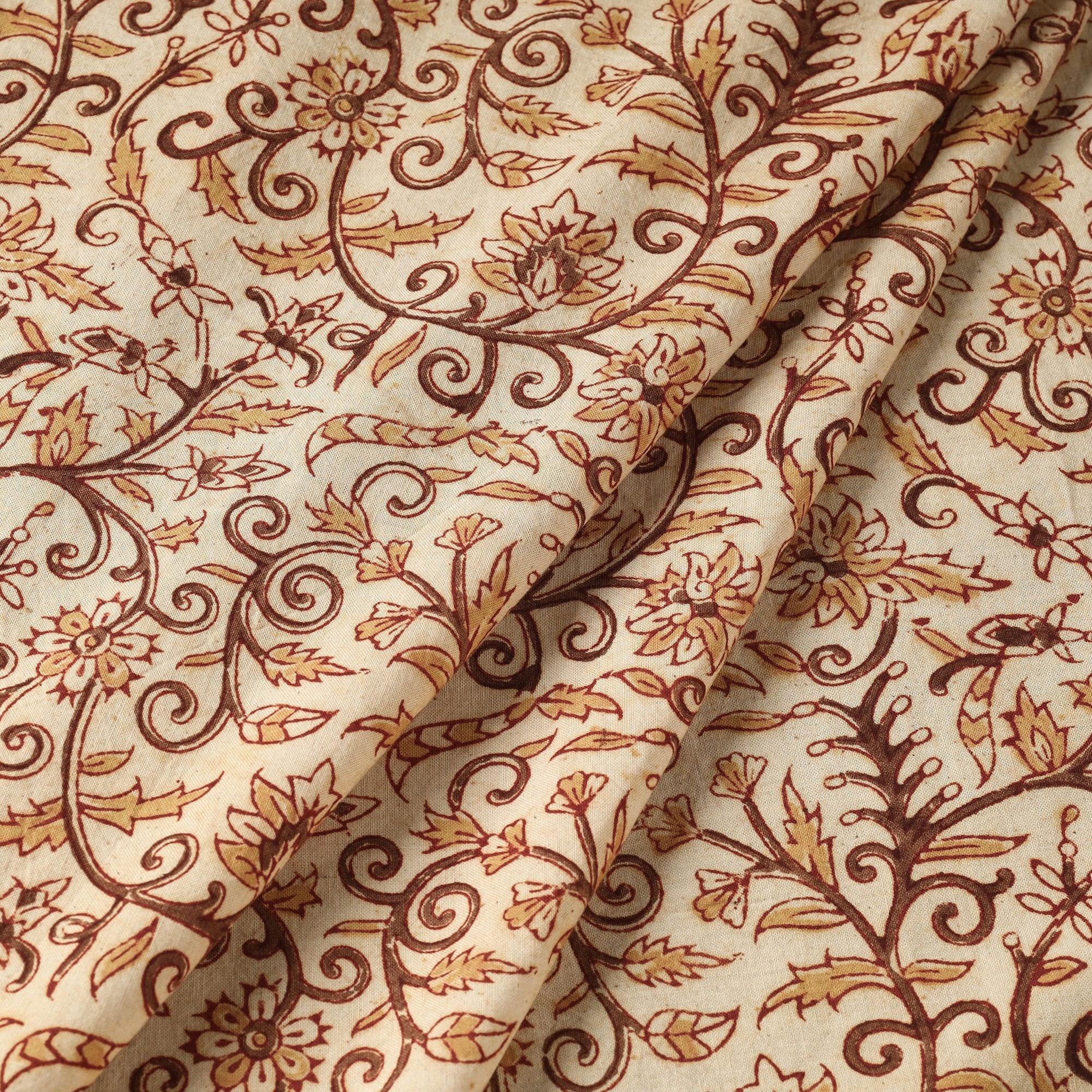 PITCHUKA SRINIVAS KALAMKARI PEDANA Beige - Pedana Kalamkari Hand Block Printed Cotton Fabric - view 2