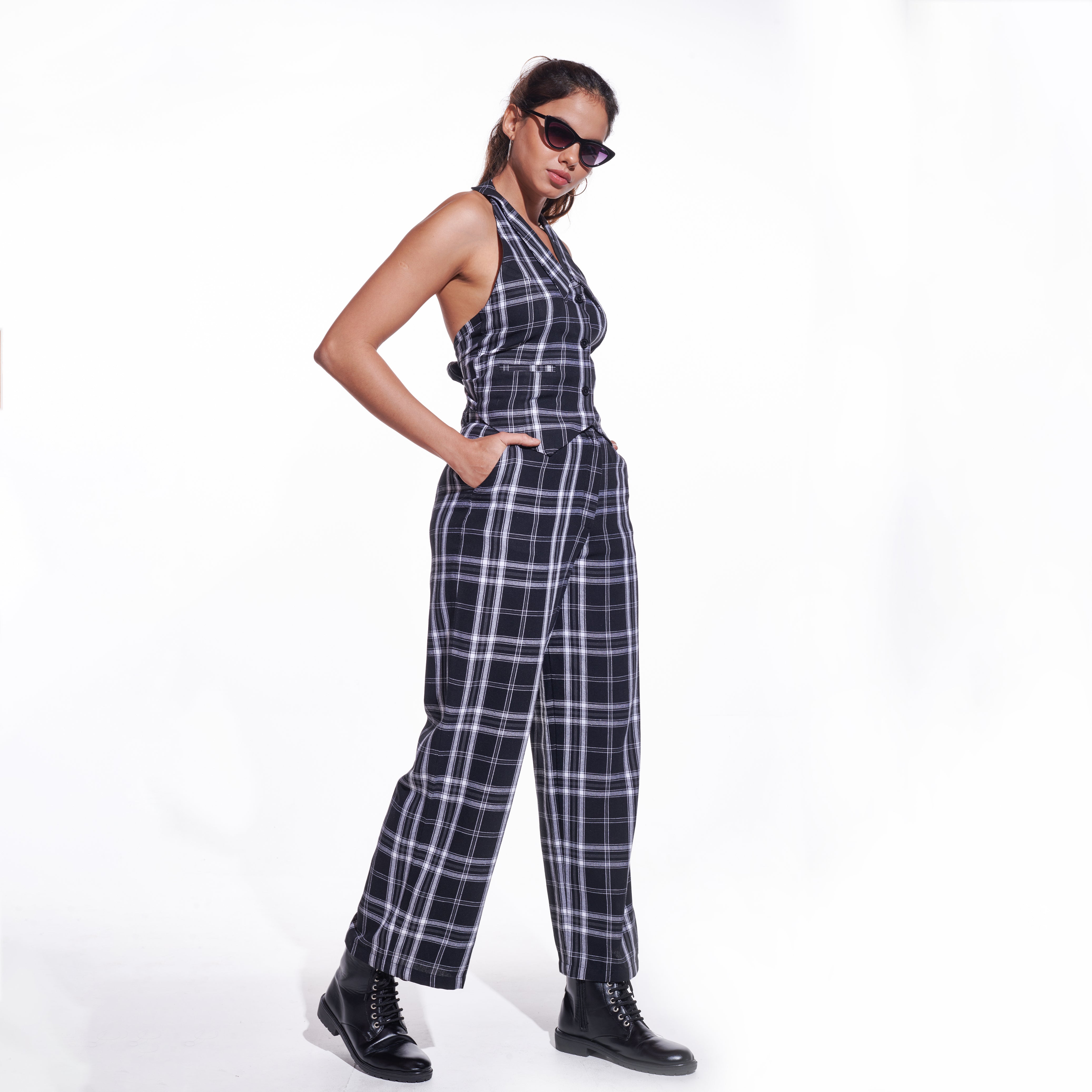 I Z F Black & White Checkered Waistcoat